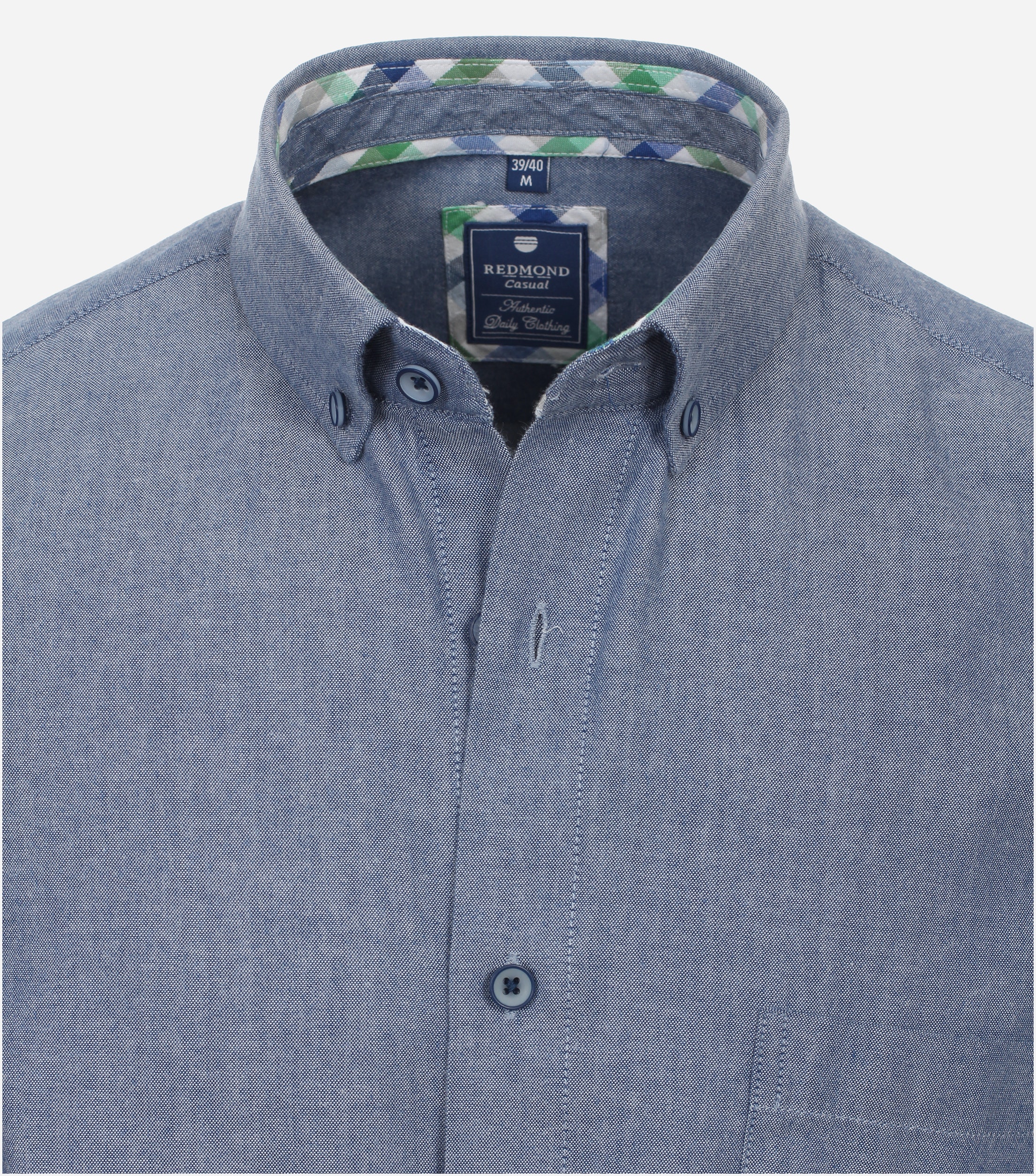 Redmond comfort fit overhemd, korte mouw, popeline, blauw