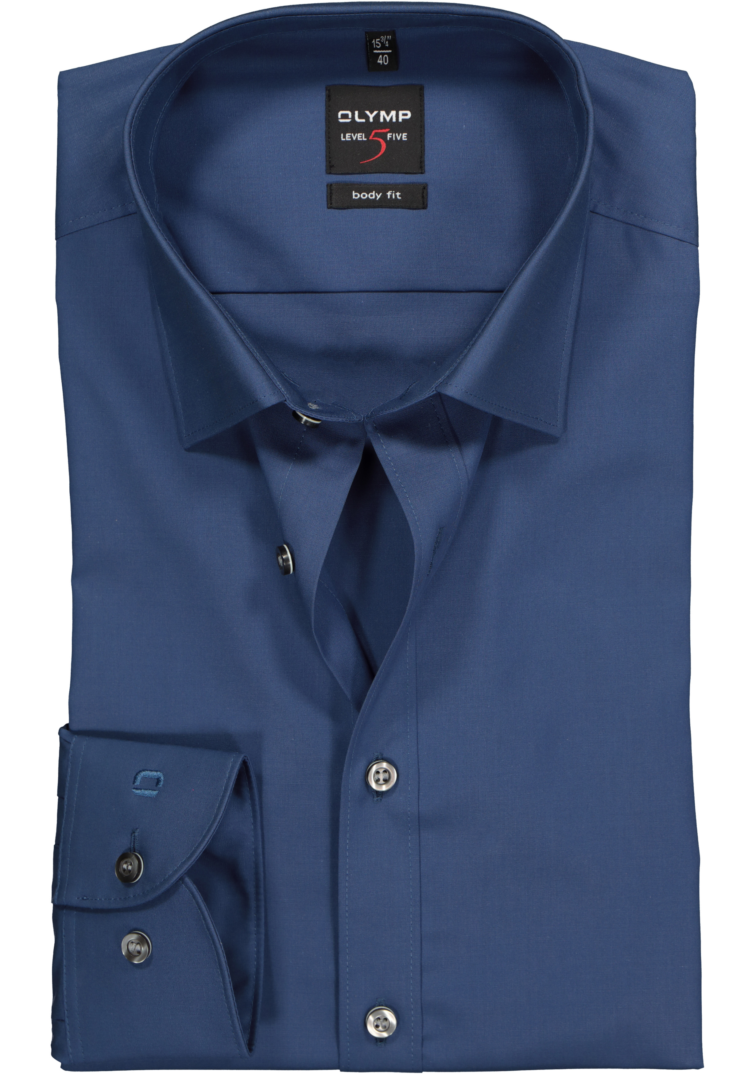 OLYMP Level 5 body fit overhemd, rook blauw