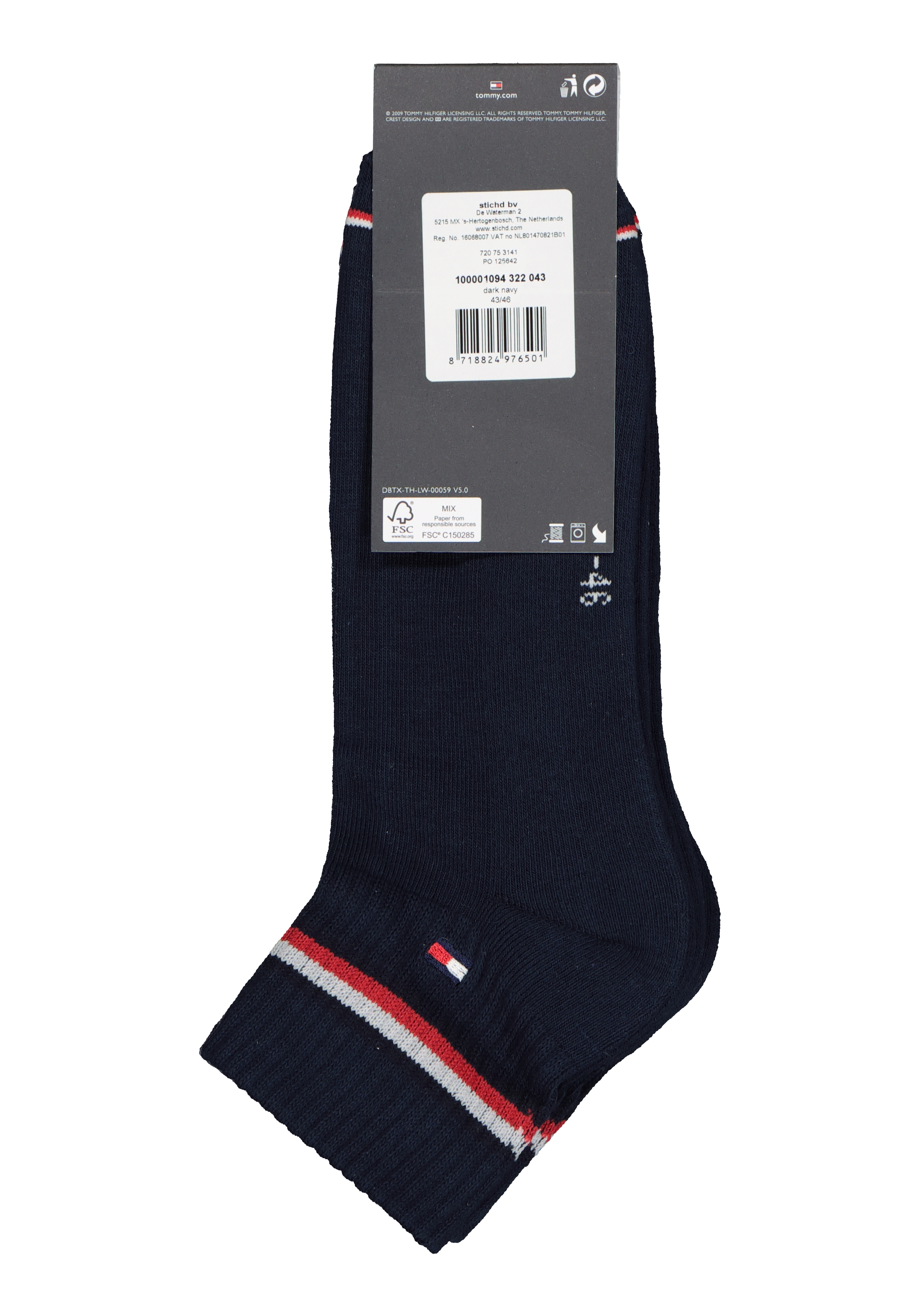 Tommy Hilfiger Iconic Quarter Socks (2-pack), heren sneaker sportsokken katoen, donkerblauw
