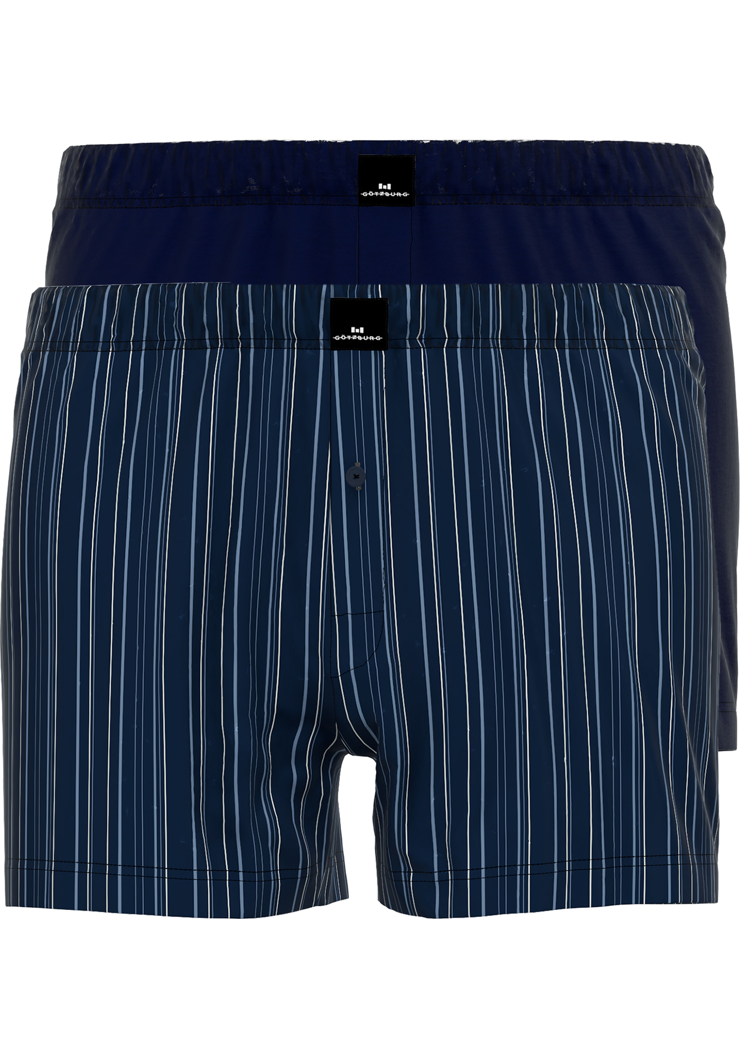 Gotzburg heren boxershorts wijd model met gulp (2-pack), donkerblauw
