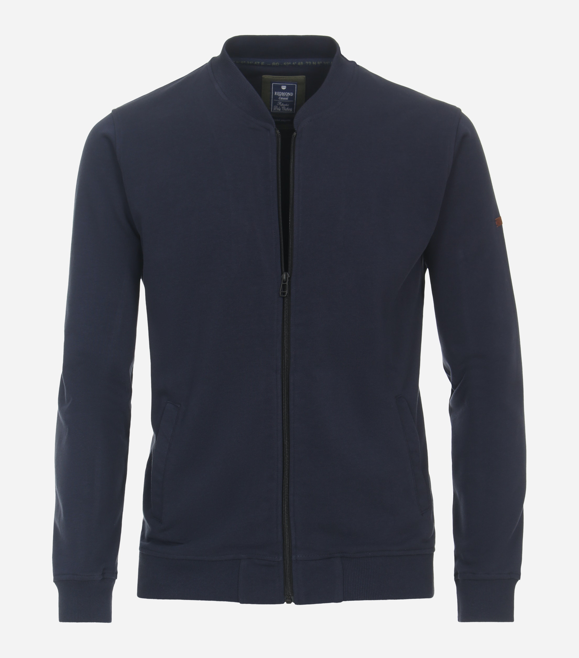 Redmond heren sweatvest katoenmengsel, opstaande kraag, blauw (middeldik)