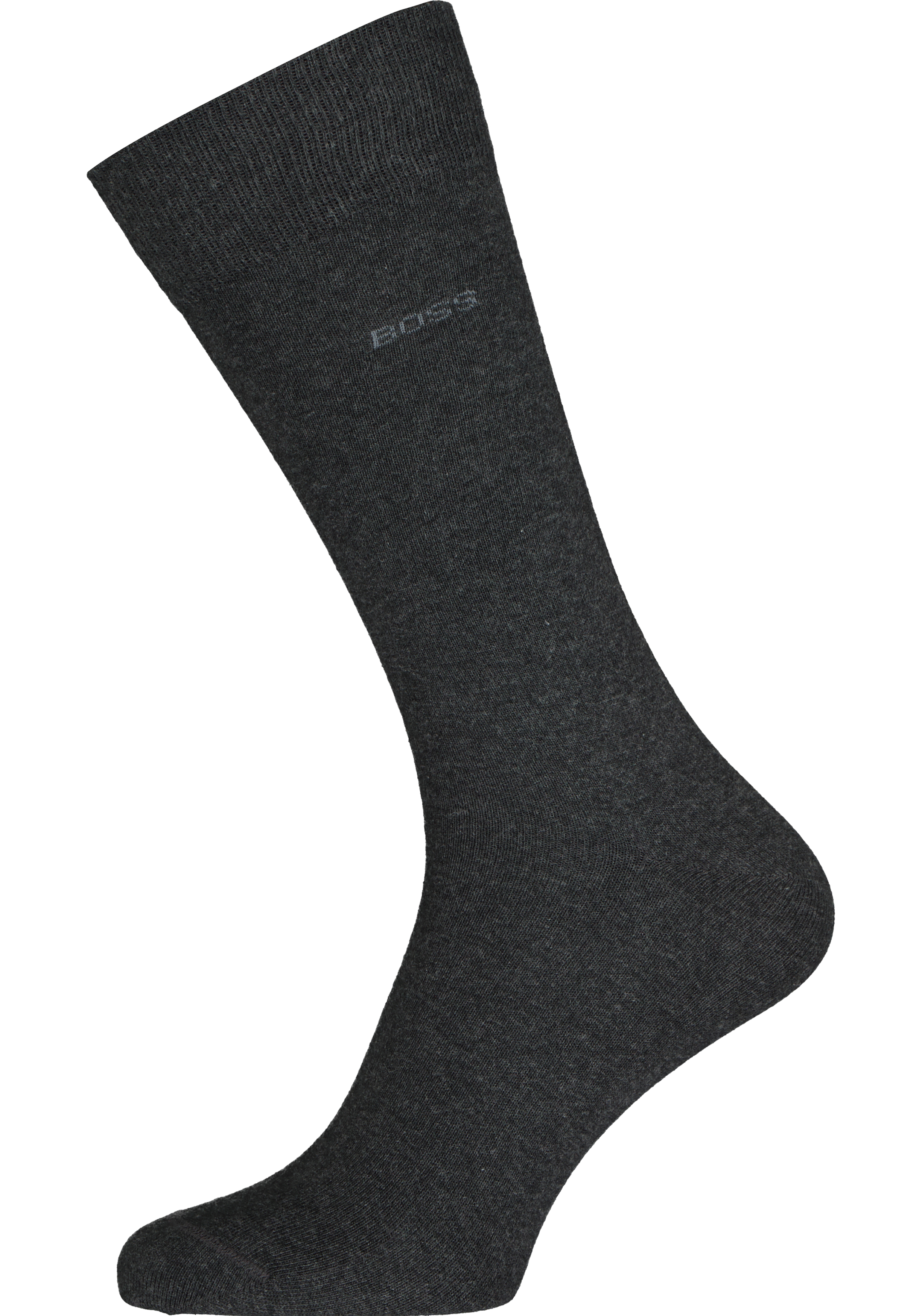 BOSS Cotton Uni (2-pack), herensokken katoen, antraciet grijs