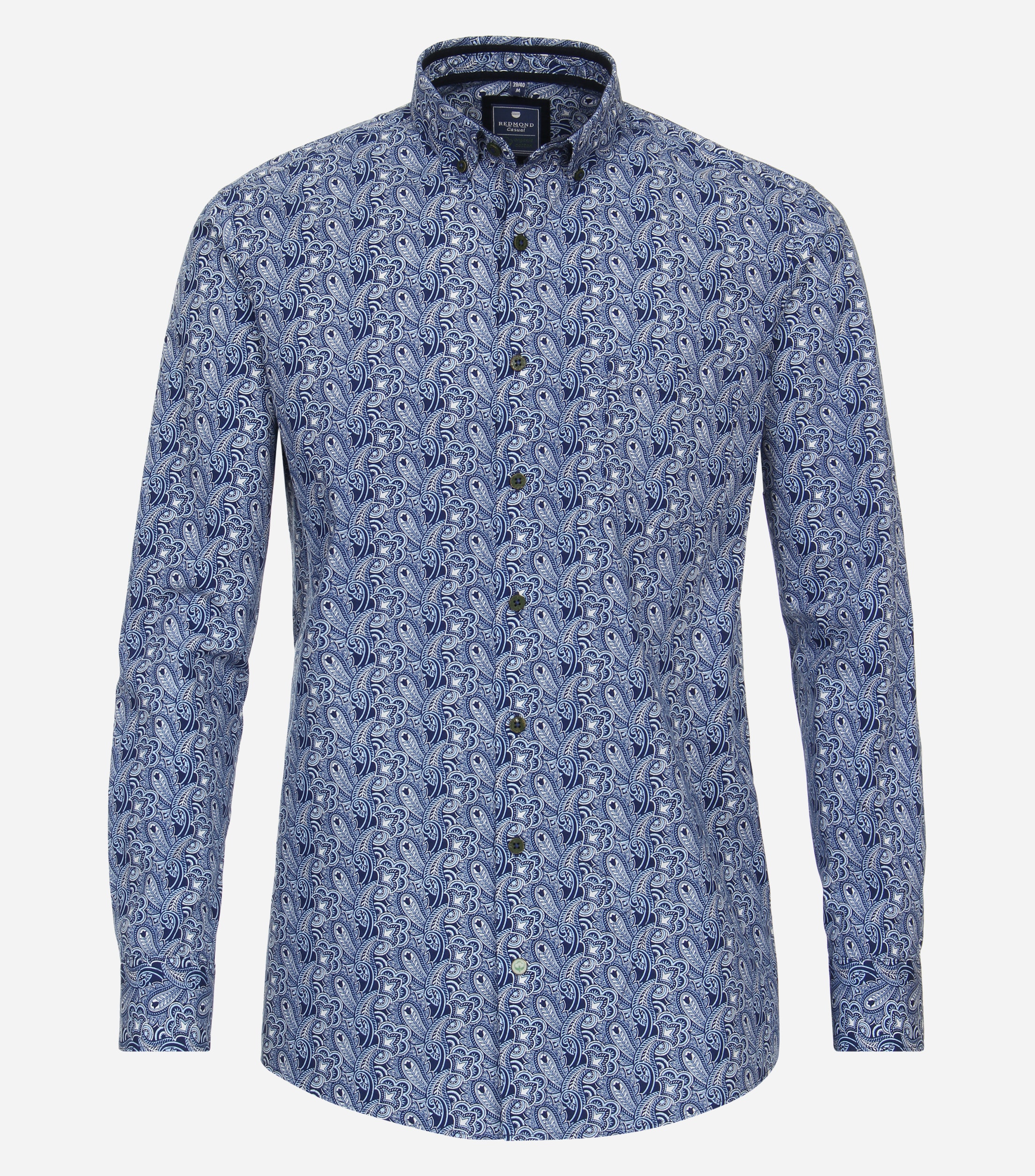 Redmond comfort fit overhemd, popeline, blauw dessin