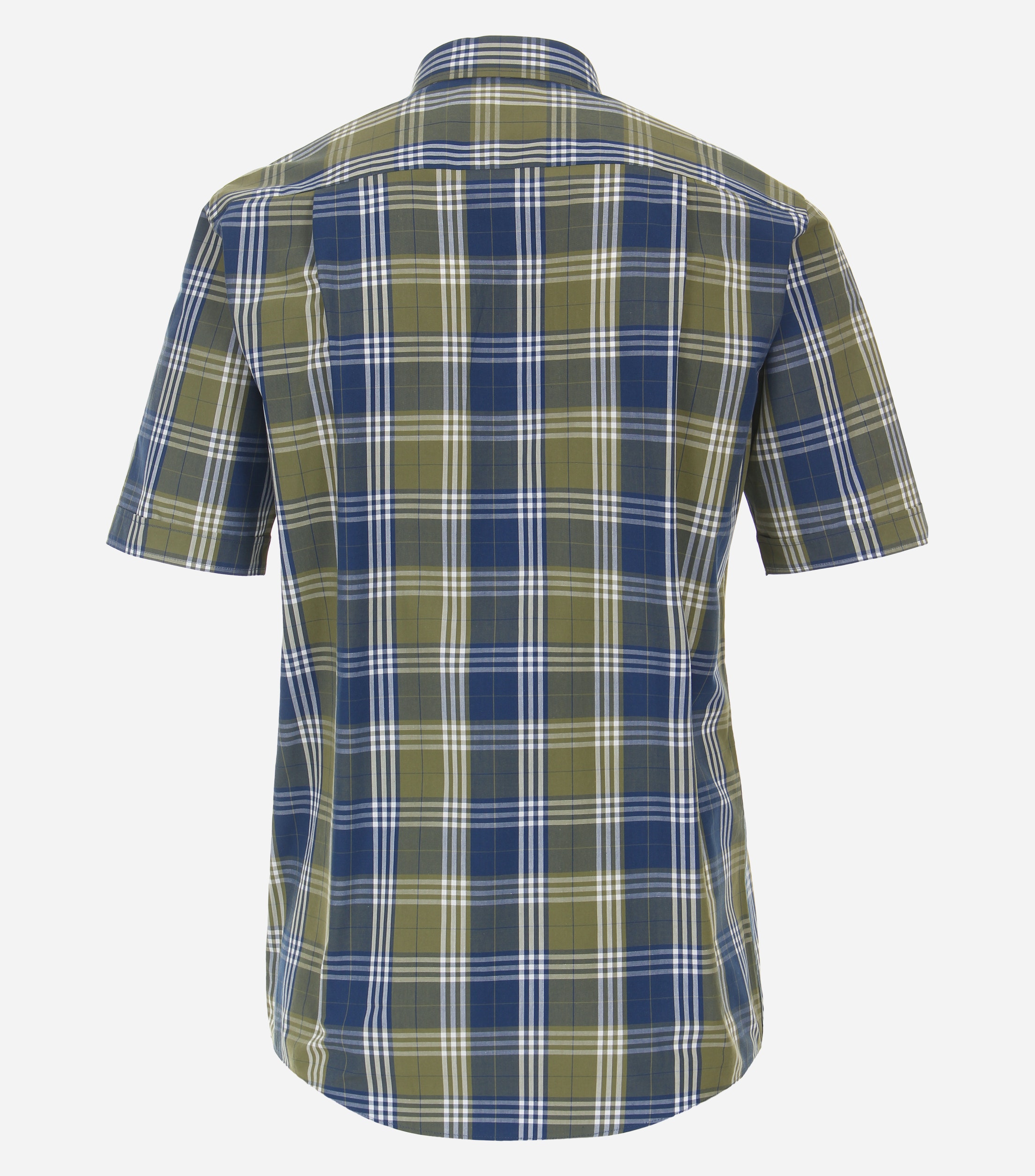 Redmond comfort fit overhemd, korte mouw, popeline, groen geruit