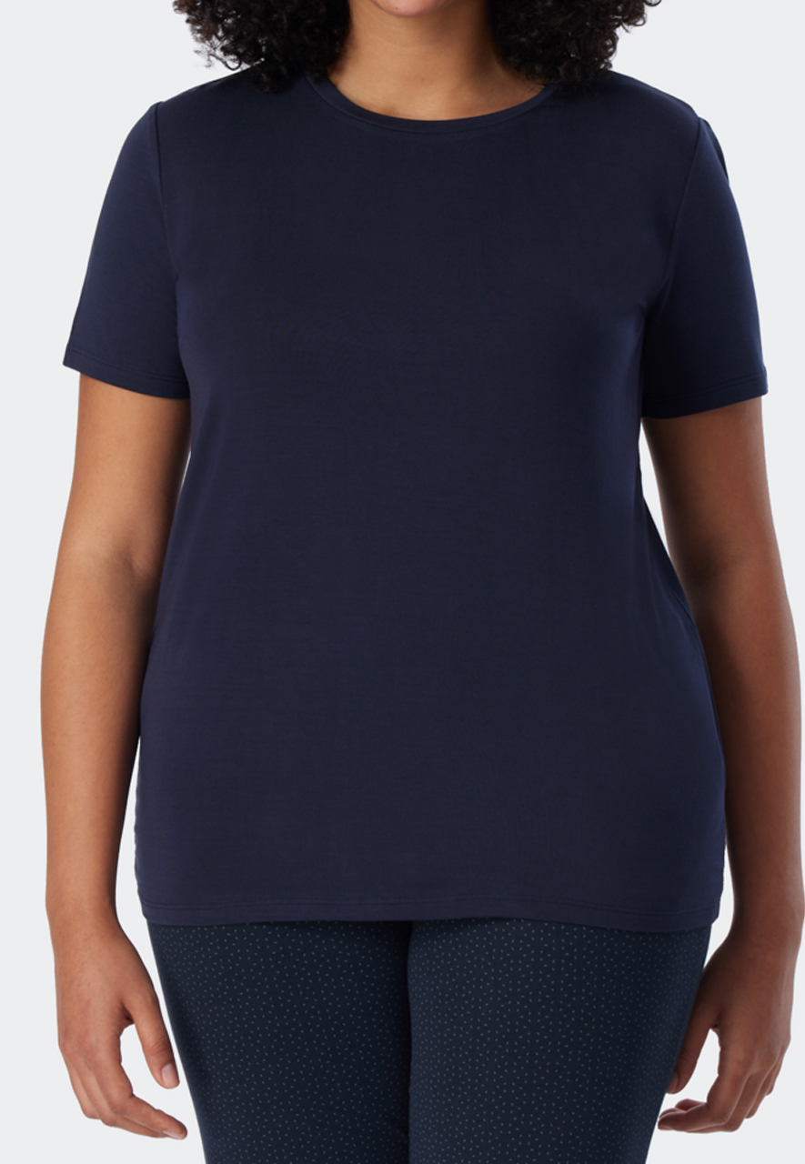 SCHIESSER Mix+Relax T-shirt, dames shirt korte mouwen modal blauw