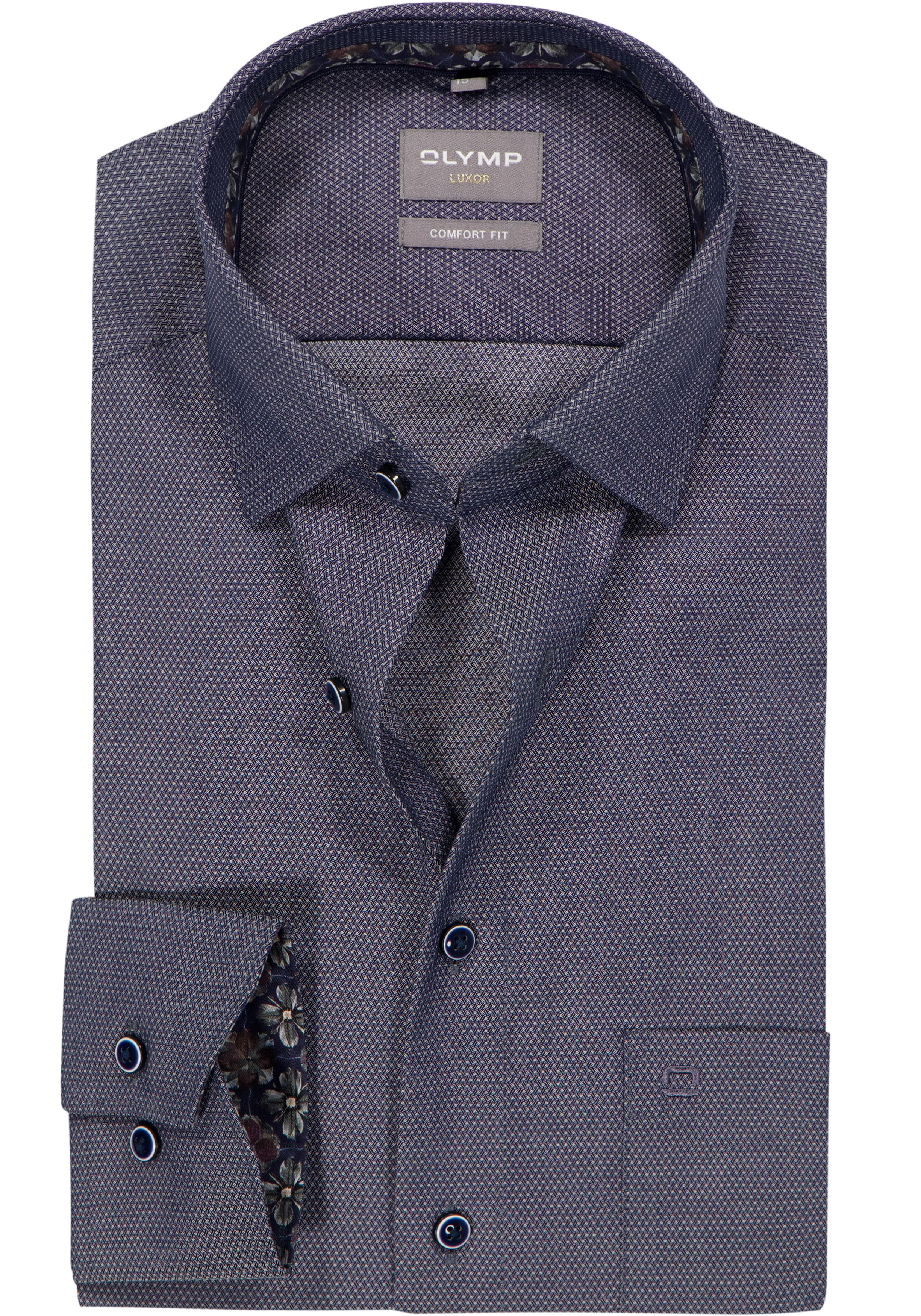 OLYMP Luxor modern fit overhemd, korte mouw, midden blauw OLYMP Luxor modern fit overhemd, korte mouw, midden blauw