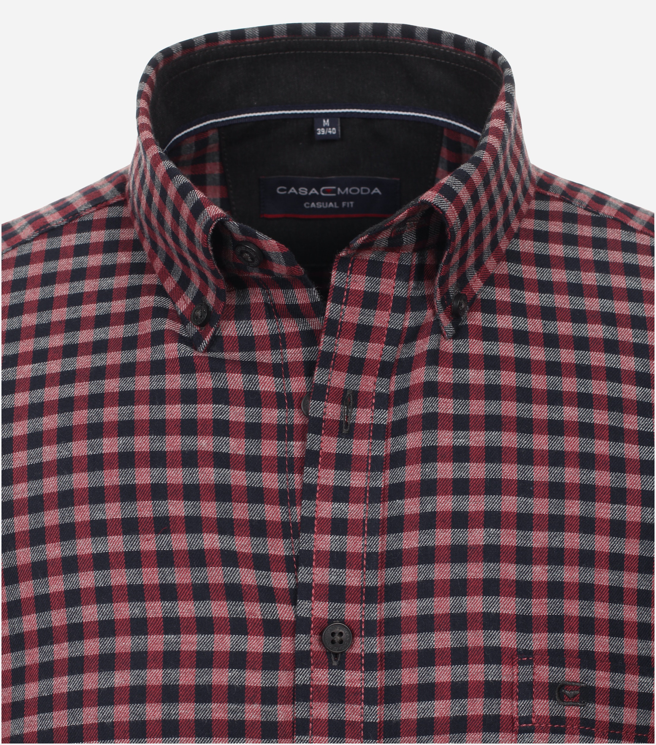CASA MODA Sport casual fit overhemd, flanel, rood geruit