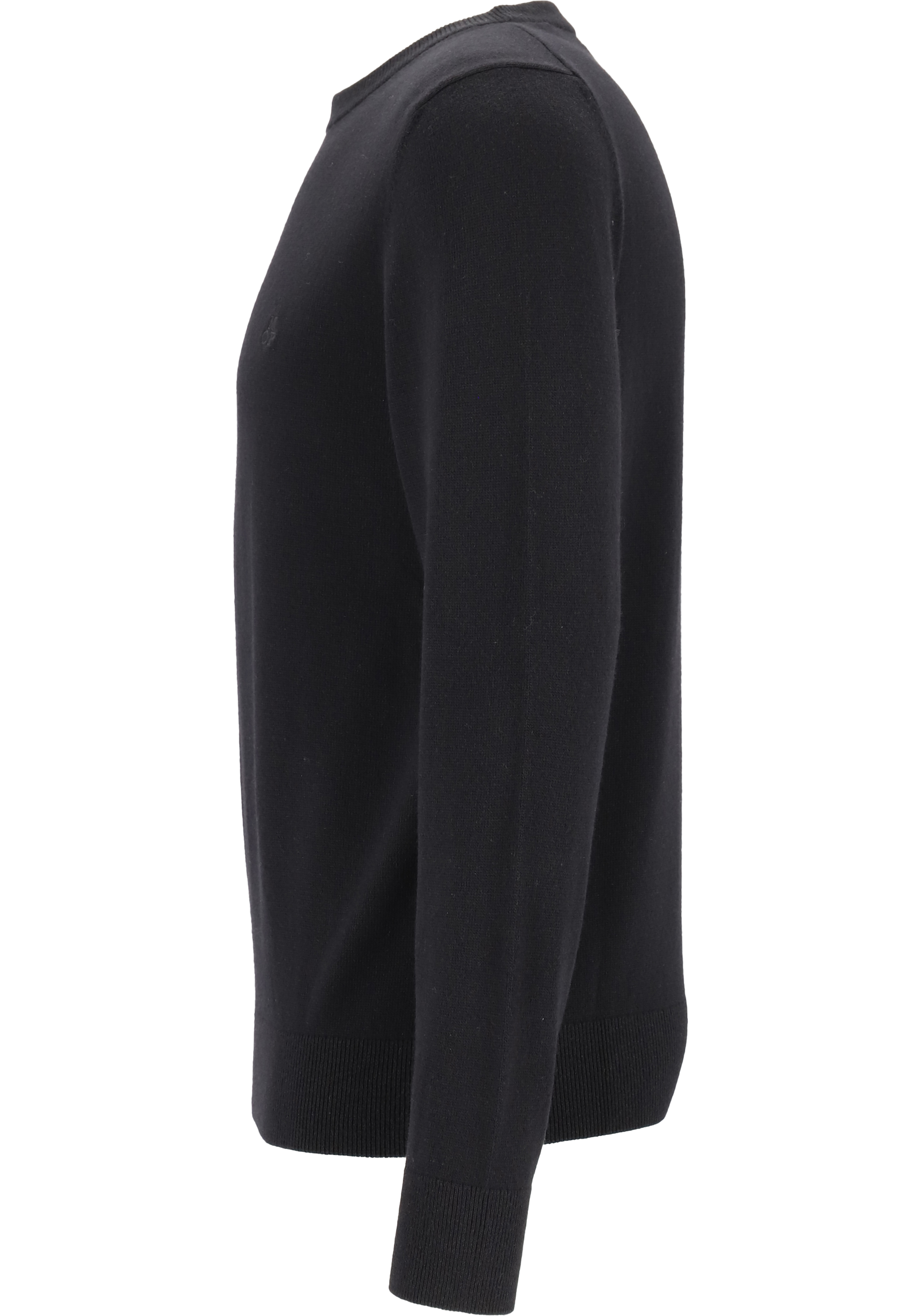 Marc O'Polo regular fit pullover, heren trui wol- met katoenmengsel met O-hals, zwart (middeldik)