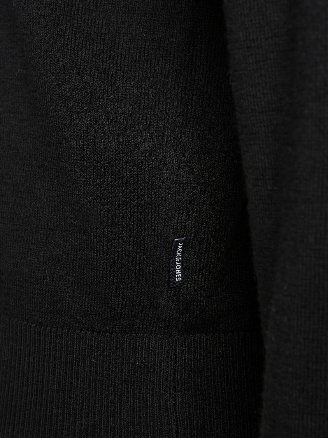 JACK & JONES Emil knit v-neck slim fit, heren pullover viscosemengsel met V-hals, zwart