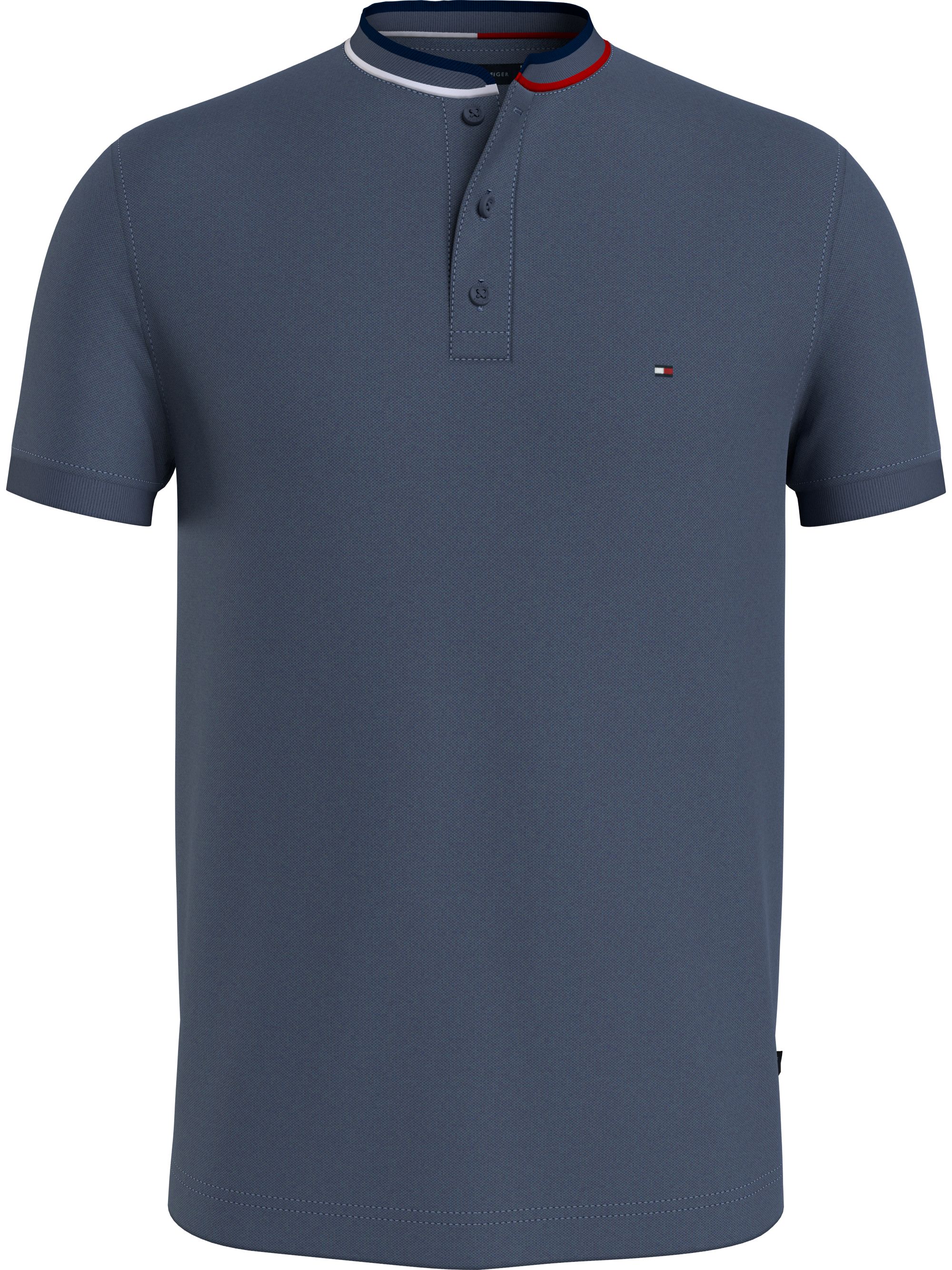 Tommy Hilfiger Mao Rwb Tipped Slim Polo, heren poloshirt, jeansblauw