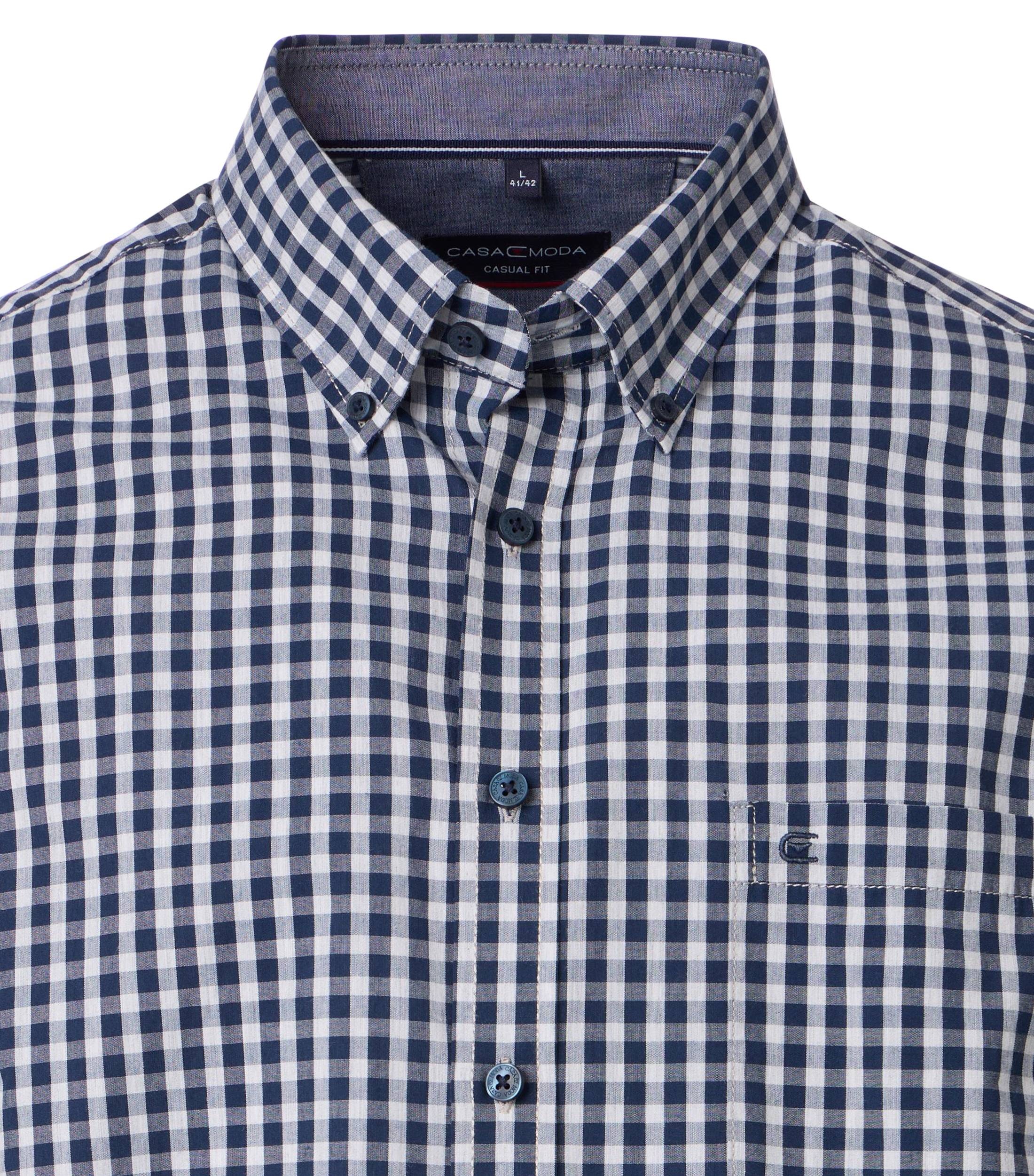 CASA MODA Sport casual fit overhemd, structuur, donkerblauw met wit geruit