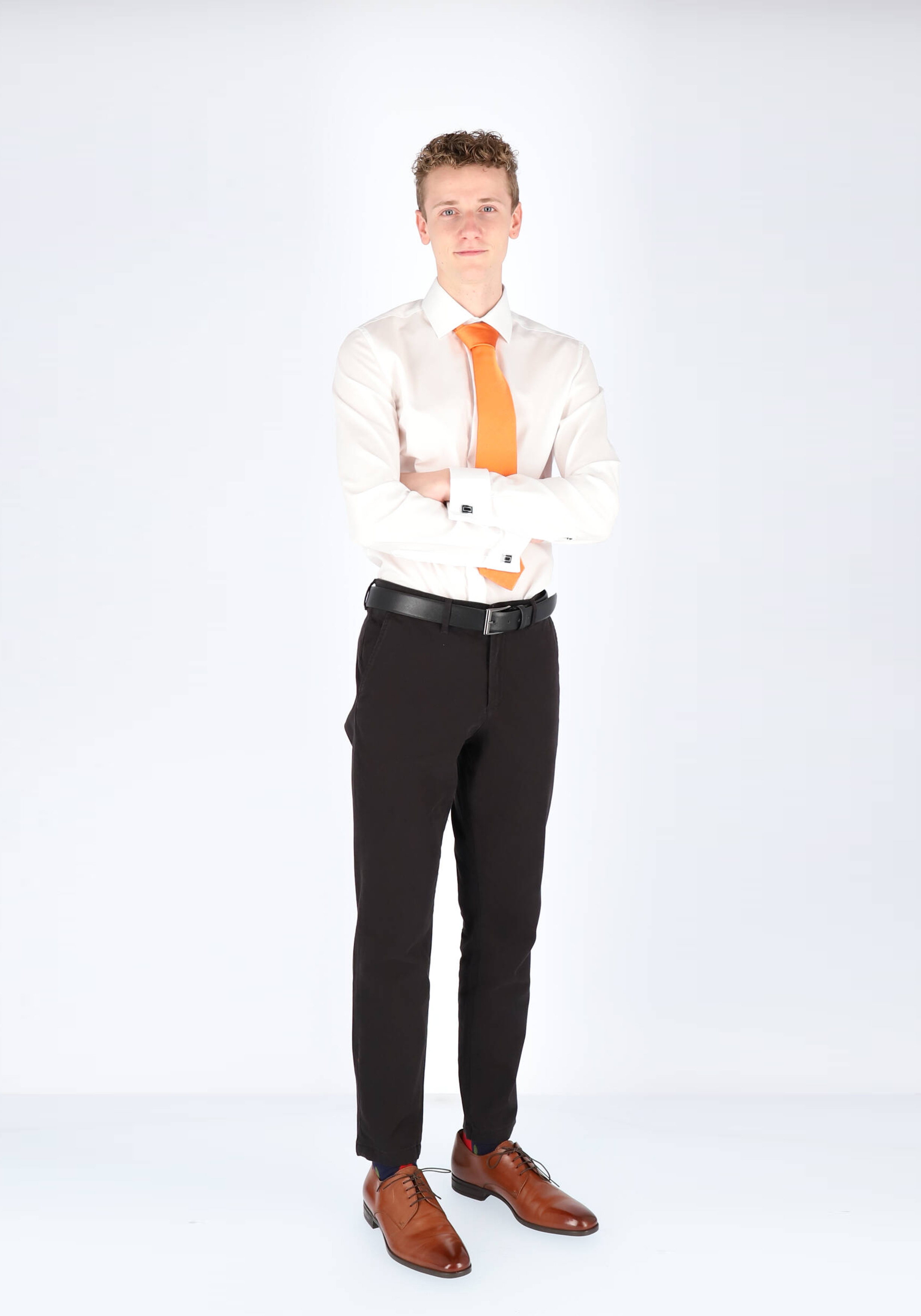 Seidensticker slim fit overhemd, dubbele manchet Kent kraag, wit