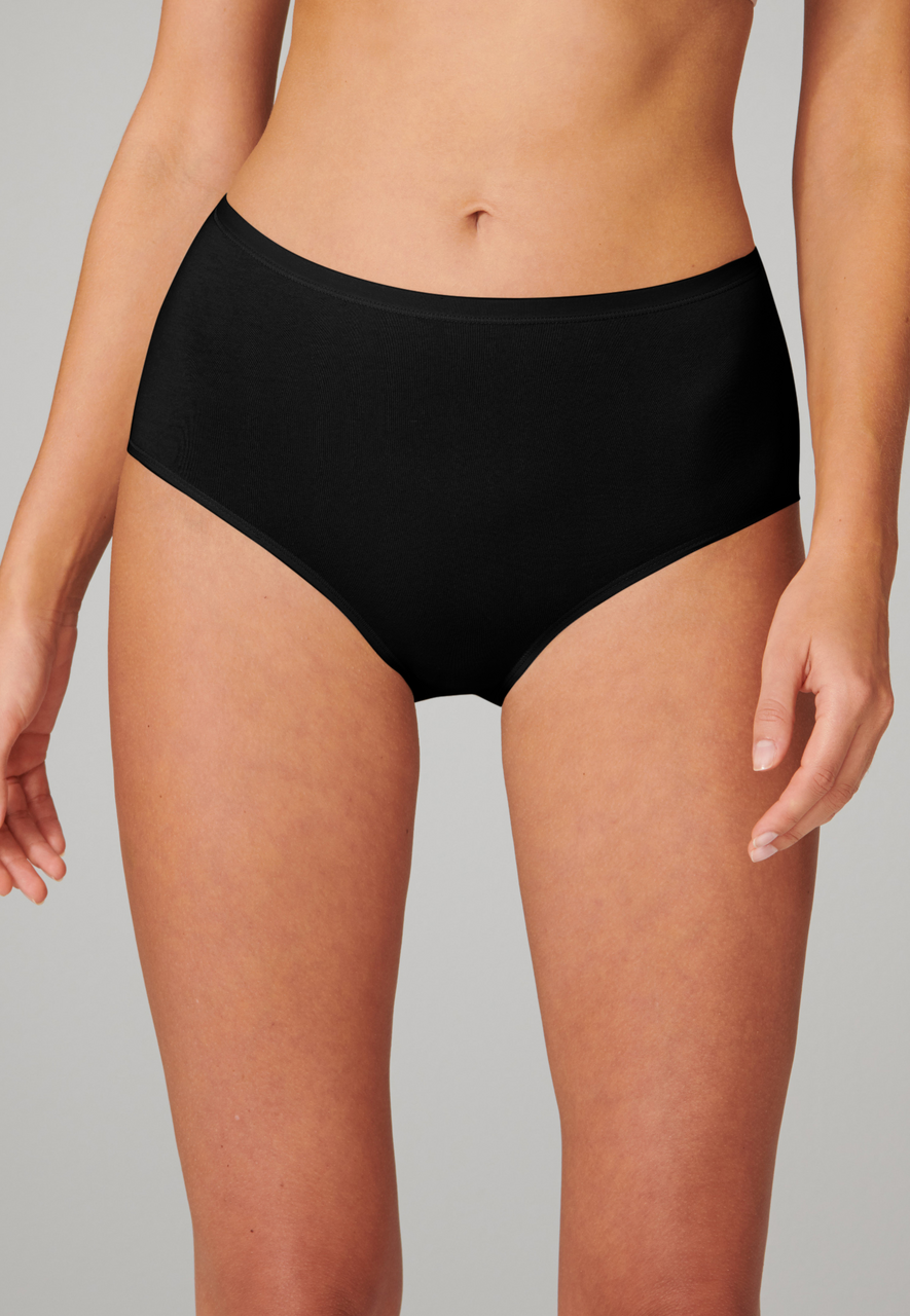 SCHIESSER 95/5 slip (3-pack), dames midi biologisch katoen zwart