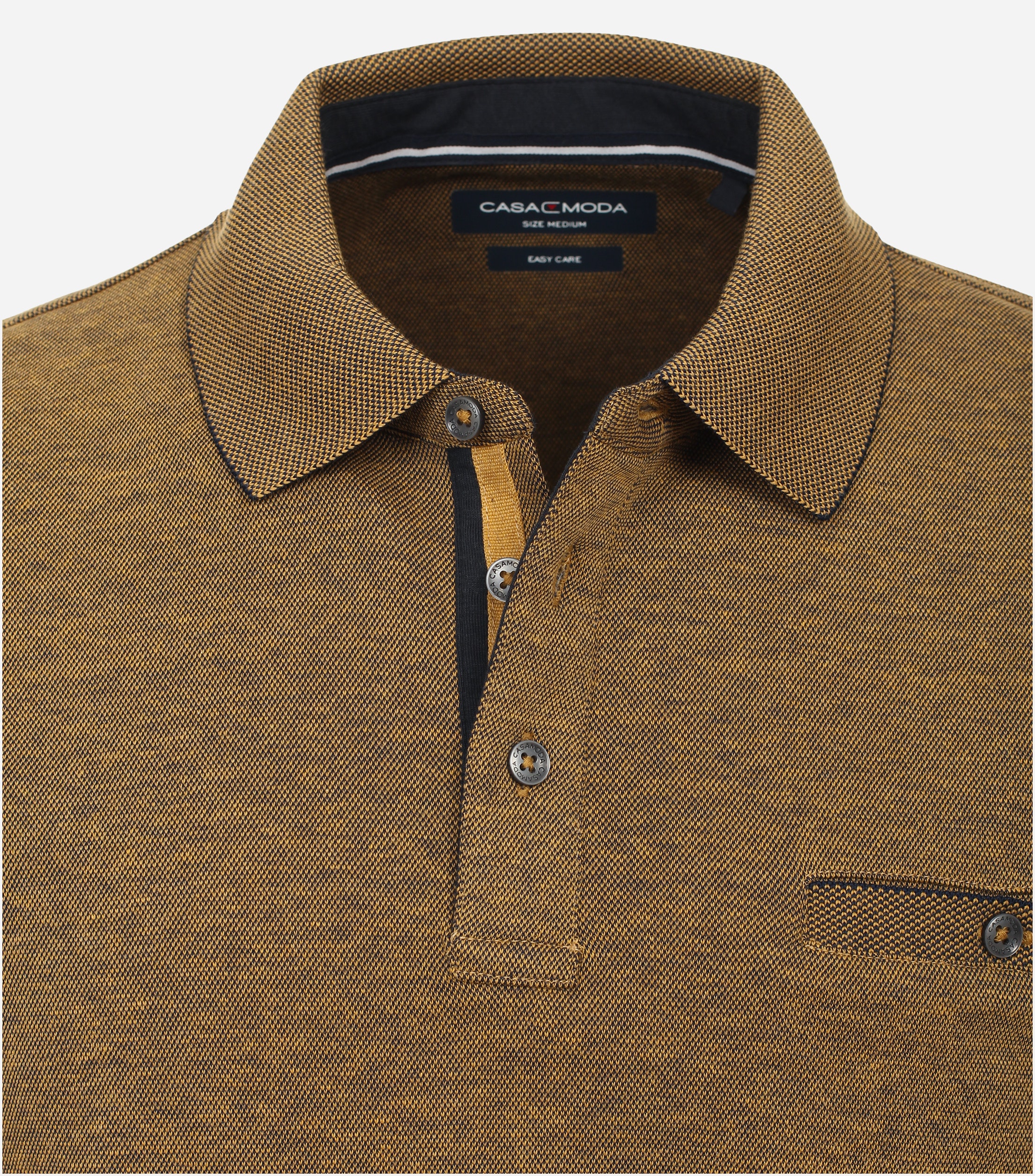 CASA MODA comfort fit polo lange mouw, geel melange