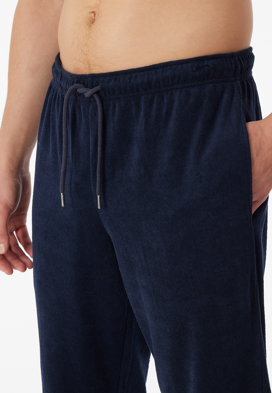 SCHIESSER Warming Nightwear pyjamaset, heren pyjama lang badstof V-hals gestreept grijs-melange
