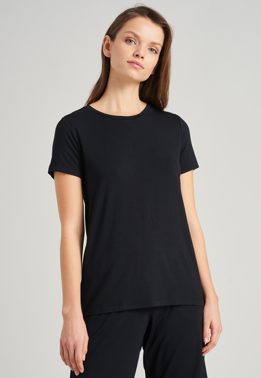 SCHIESSER Mix+Relax T-shirt, dames shirt korte mouwen modal zwart