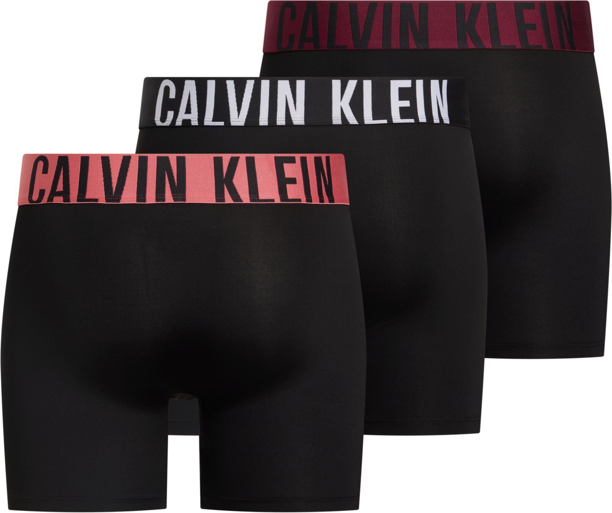 Calvin Klein Boxer Briefs (3-pack), heren boxers extra lang, zwart met gekleurde tailleband