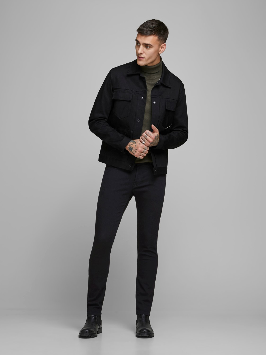JACK & JONES Glenn Original loose fit, heren jeans, zwart denim
