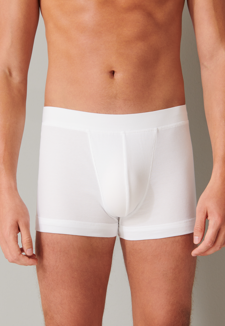 SCHIESSER Retro Rib boxer (1-pack), heren short dubbelrib biologisch katoen wit