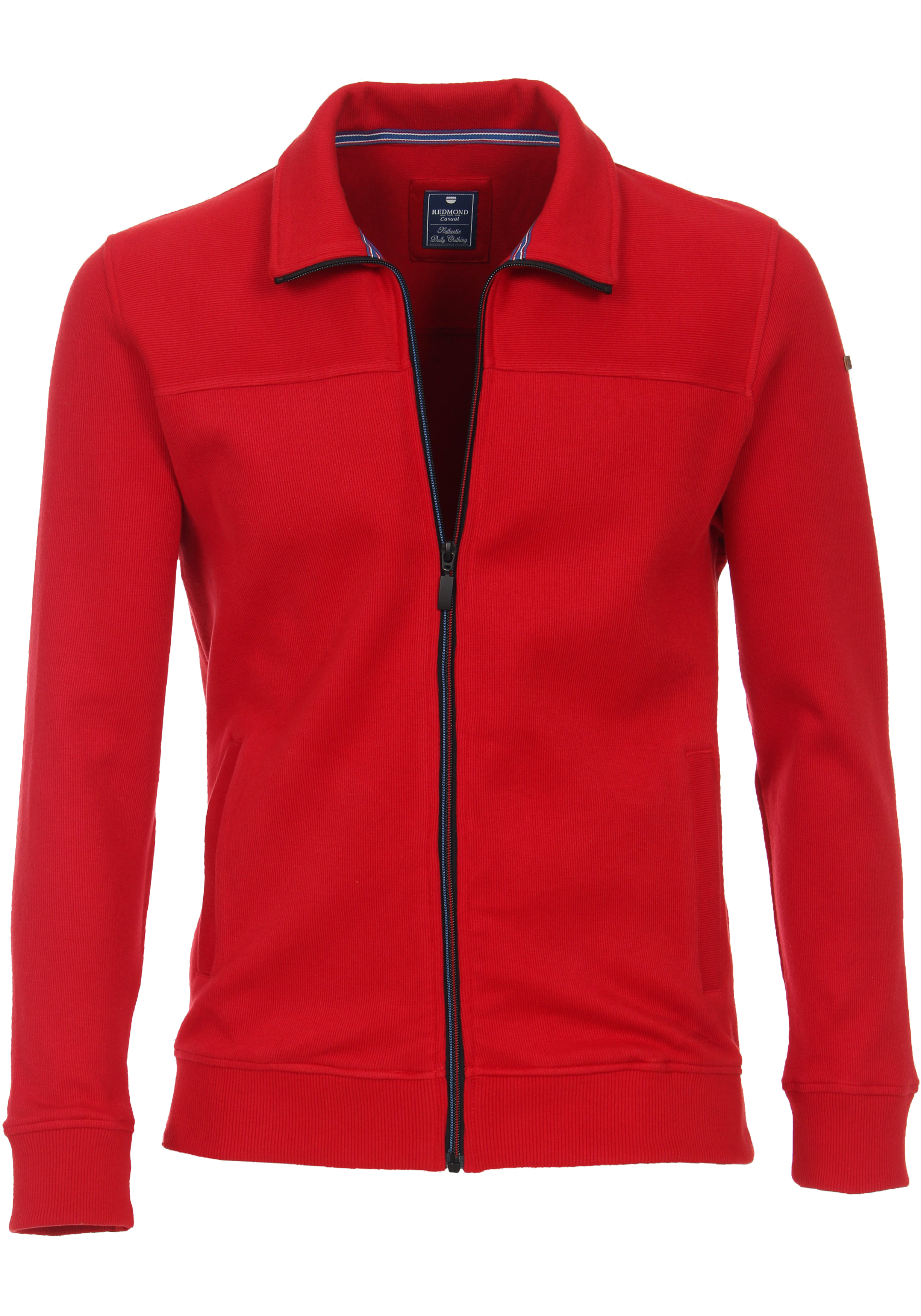 Redmond heren sweatvest katoen, opstaande kraag, rood (middeldik)