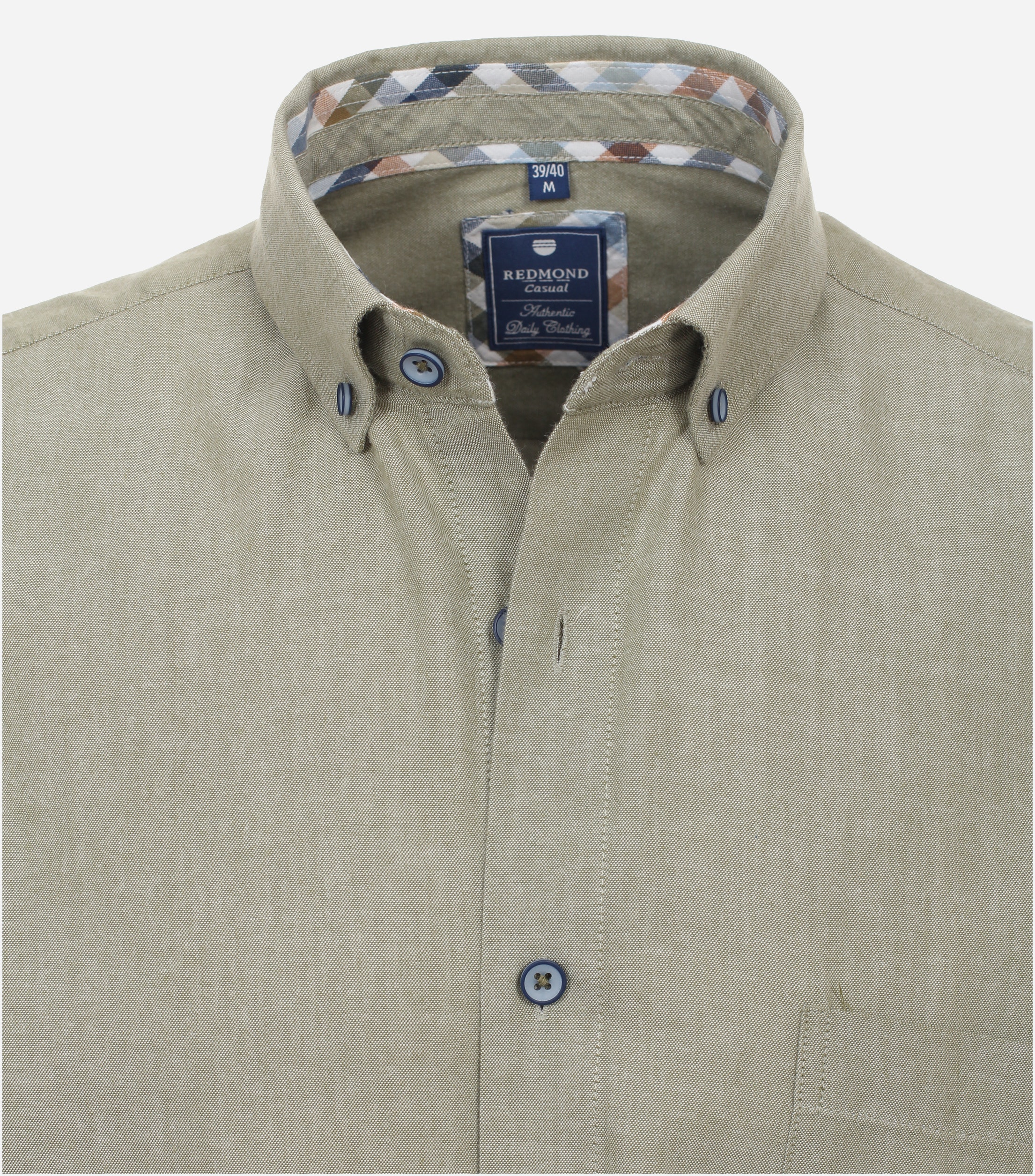 Redmond modern fit overhemd, korte mouw, popeline, bruin