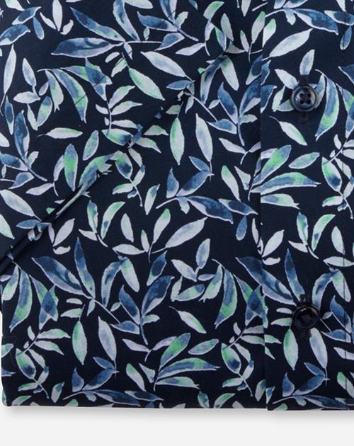 OLYMP Luxor comfort fit overhemd, korte mouw, popeline, lichtgroen dessin
