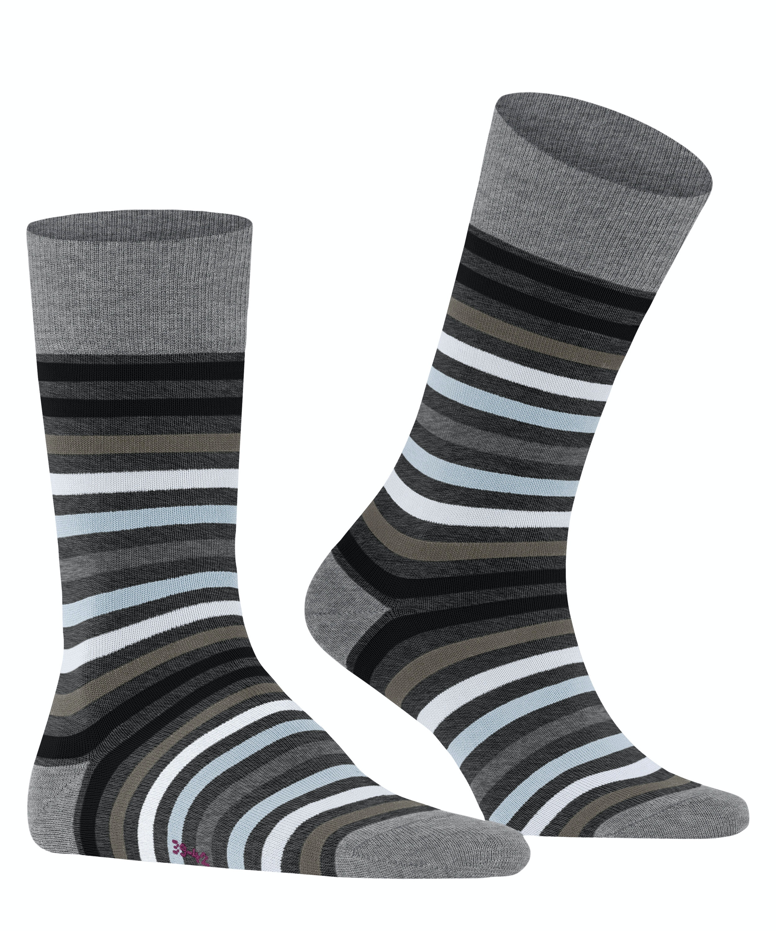 FALKE Tinted Stripe herensokken, antraciet grijs (asphalt mel.)