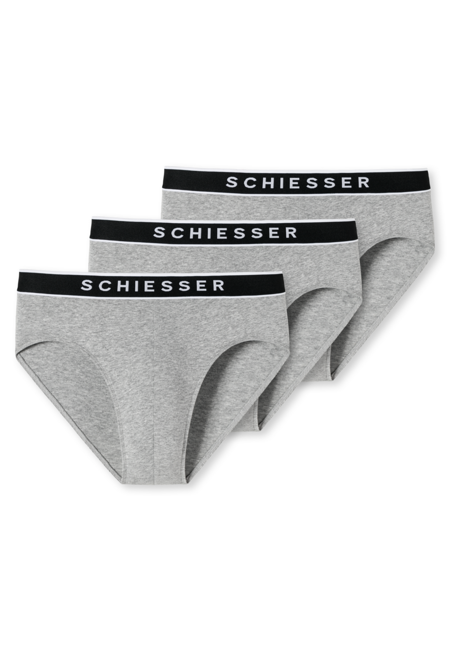 SCHIESSER 95/5 slip (3-pack), heren rioslips biologisch katoen geweven elastische tailleband grijs-melange