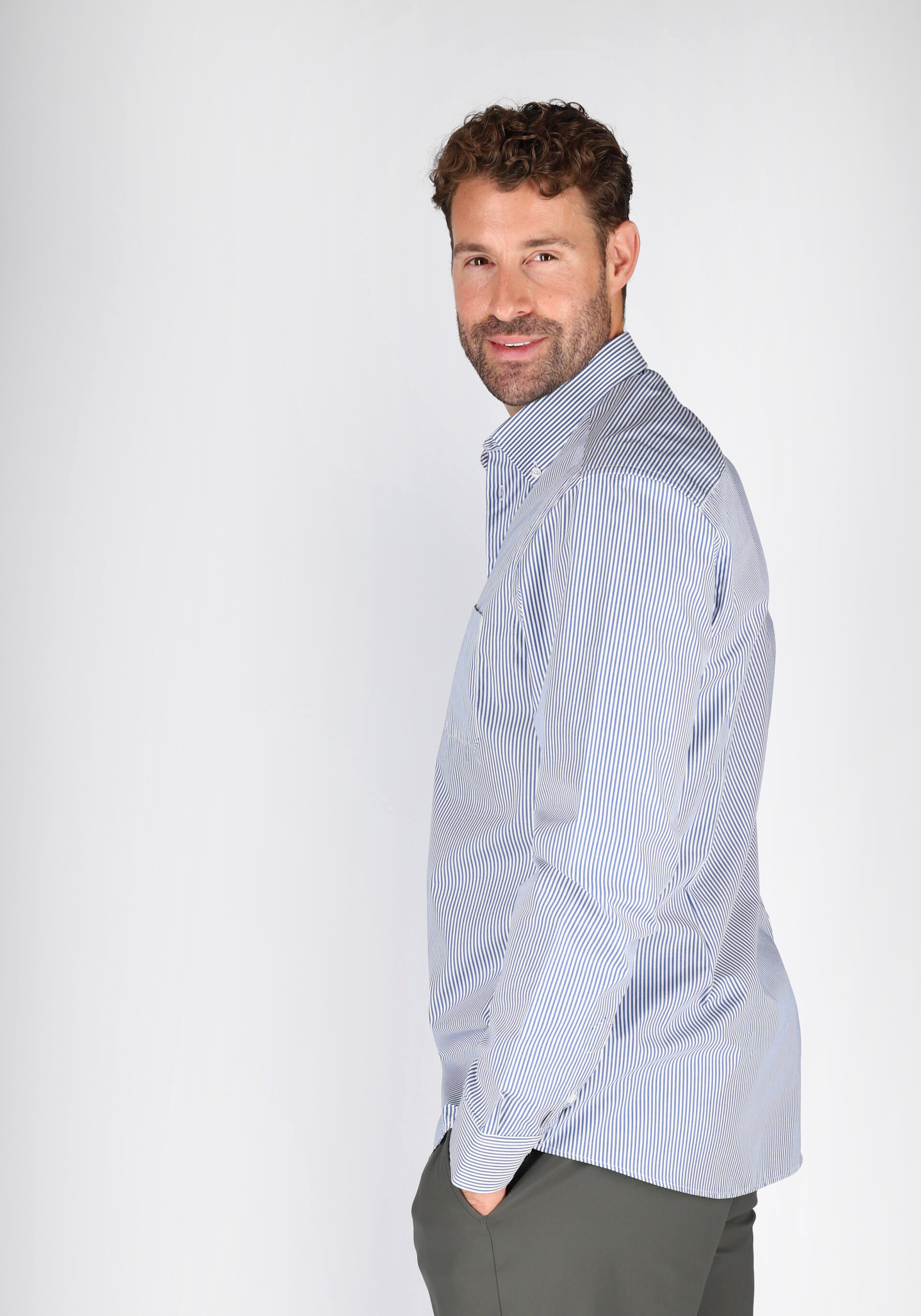 Ledub modern fit overhemd, donkerblauw