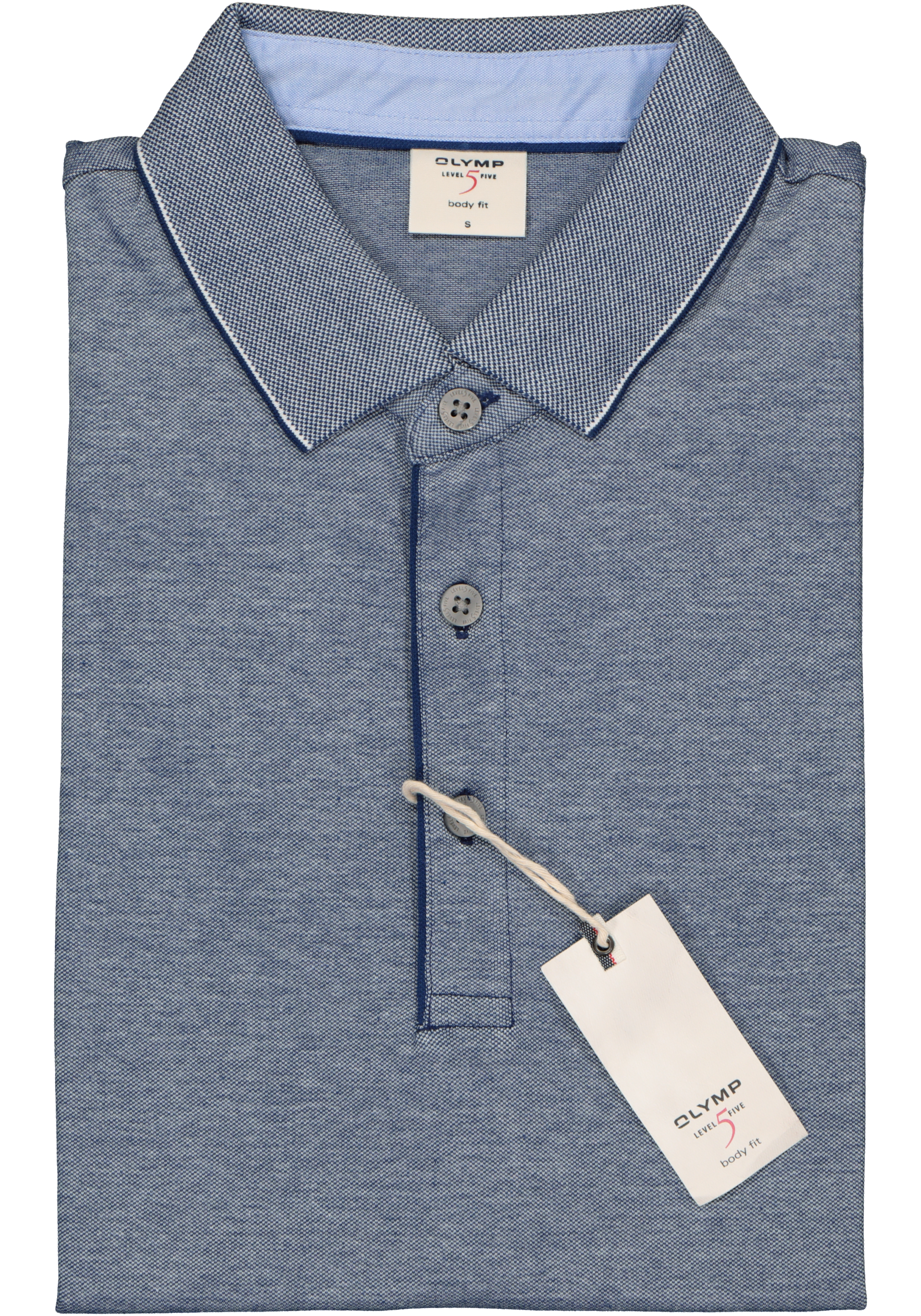OLYMP Level 5 body fit poloshirt, stretch, navy melange