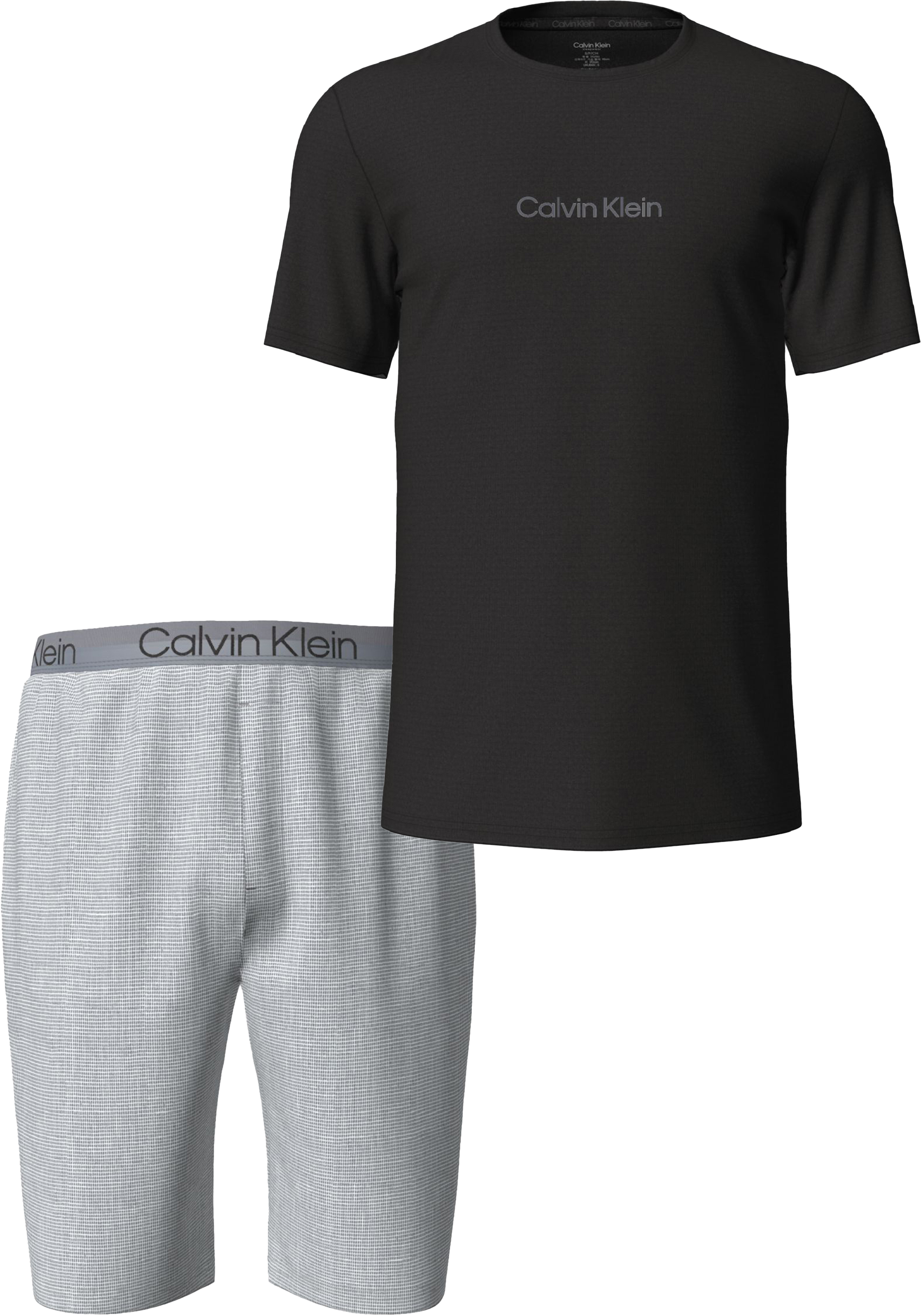 Calvin Klein Heren Shortama O hals Zwart Shirt Met Grijze Broek Calvin klein heren shortama o hals zwart shirt met grijze broek