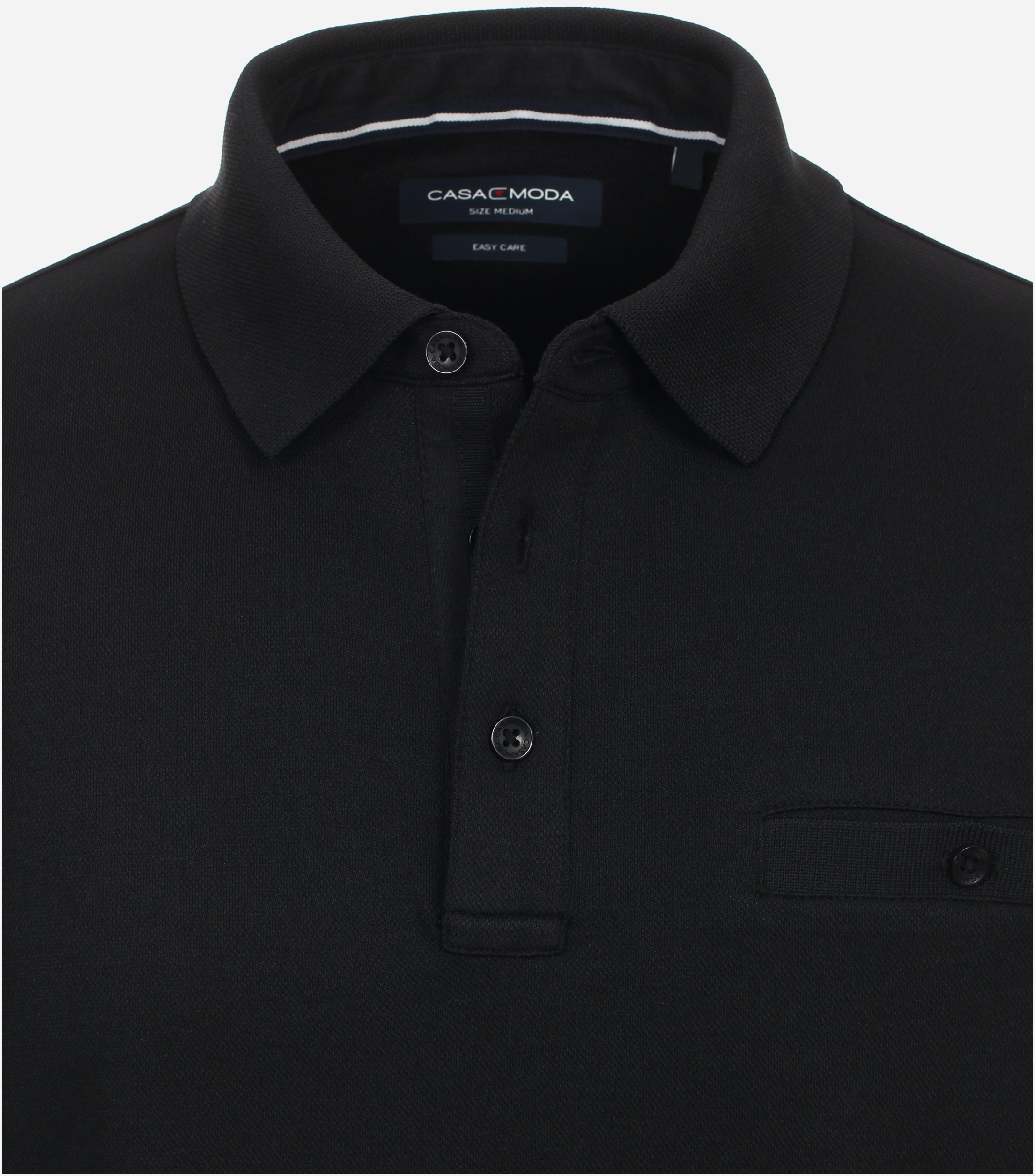 CASA MODA comfort fit polo lange mouw, zwart