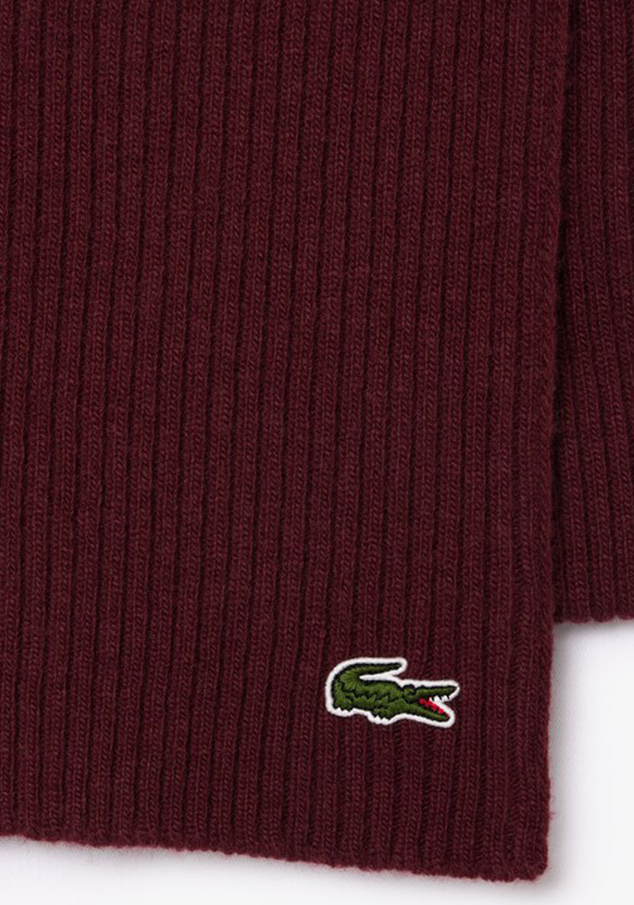 Lacoste sjaal wol, unisex gebreide sjaal, espresso bruin