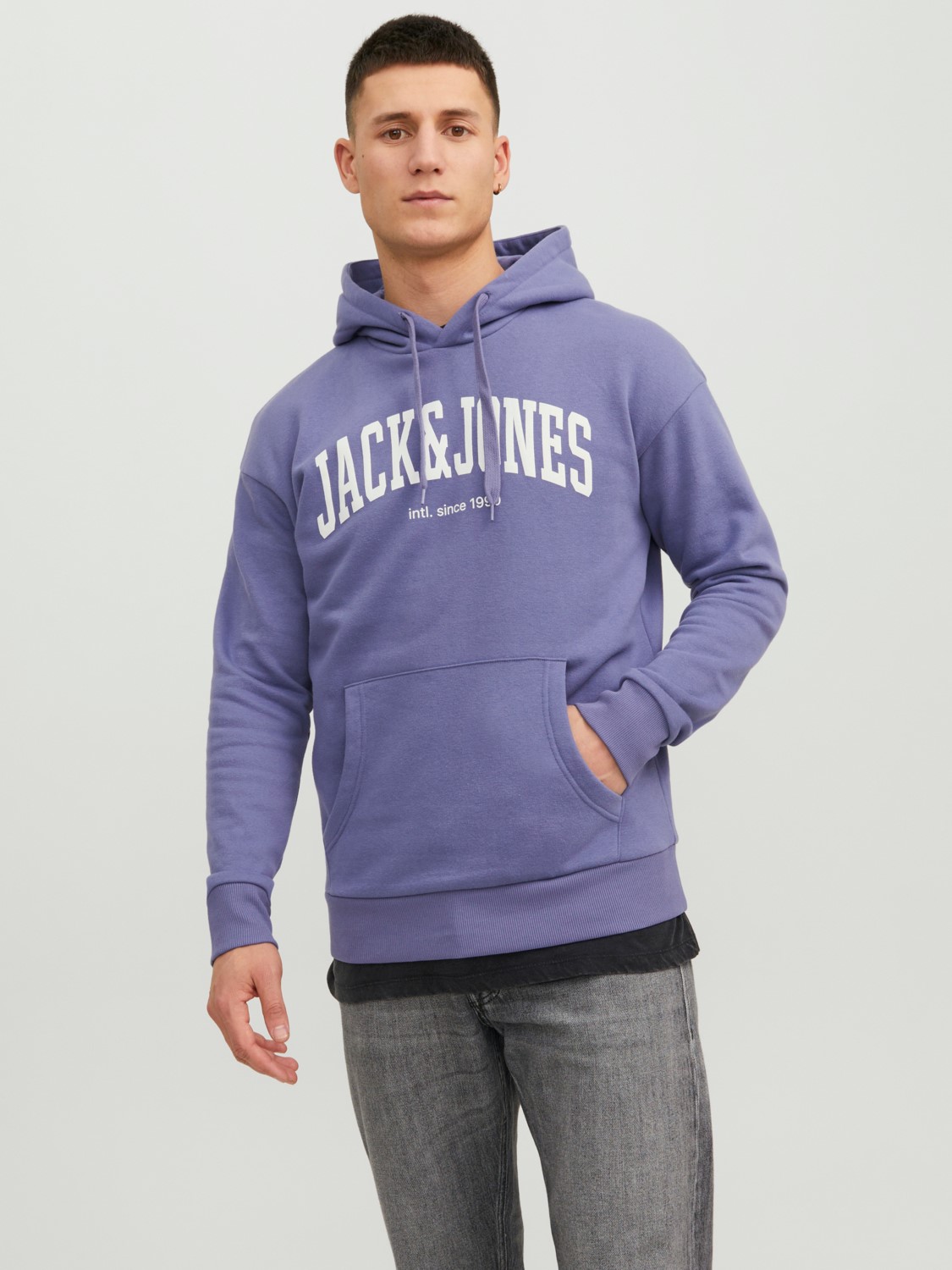 JACK & JONES Josh sweat hood regular fit, heren hoodie katoenmengsel met capuchon, paars