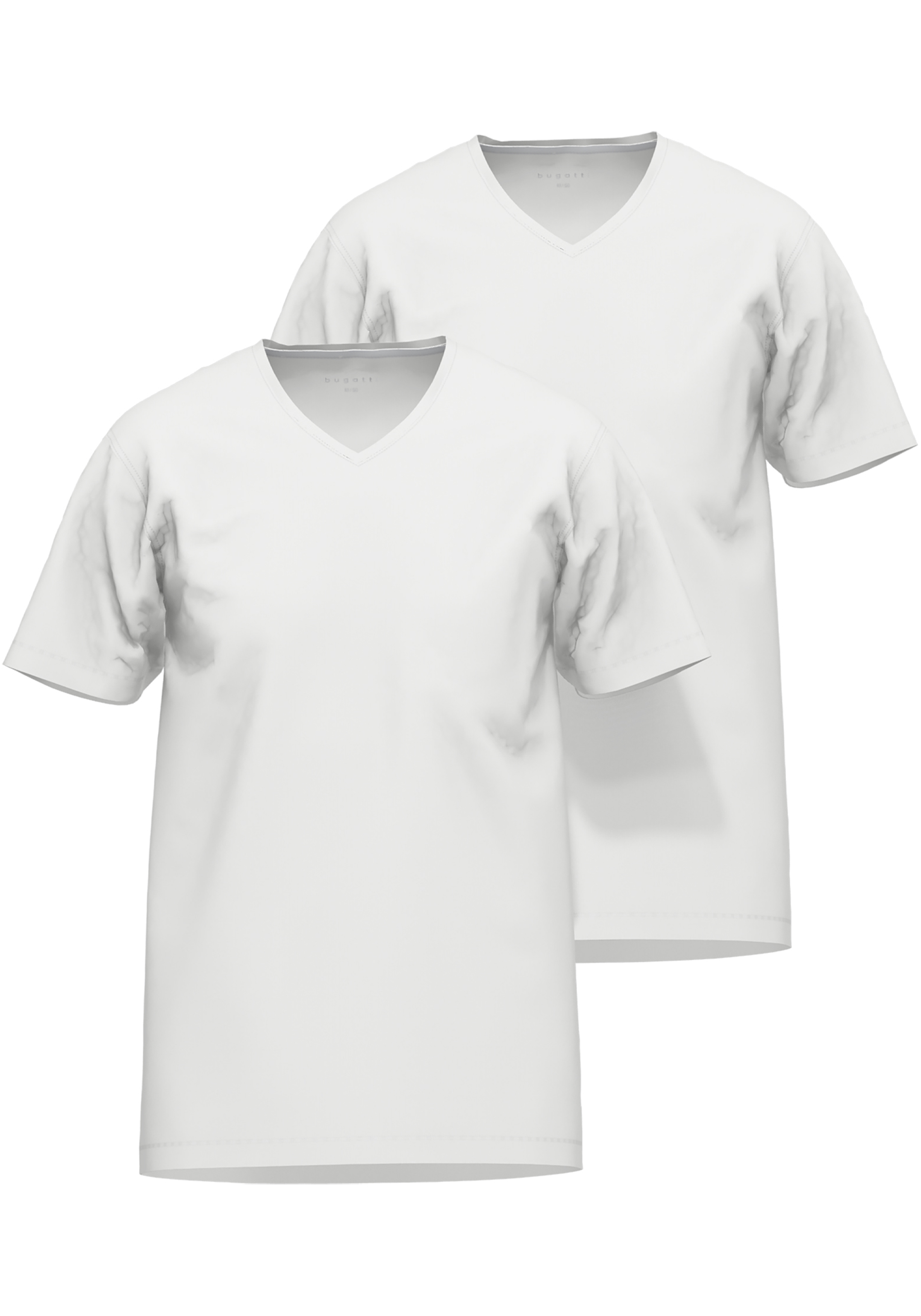 BUGATTI heren slim fit T-shirt V-hals (1-pack), wit