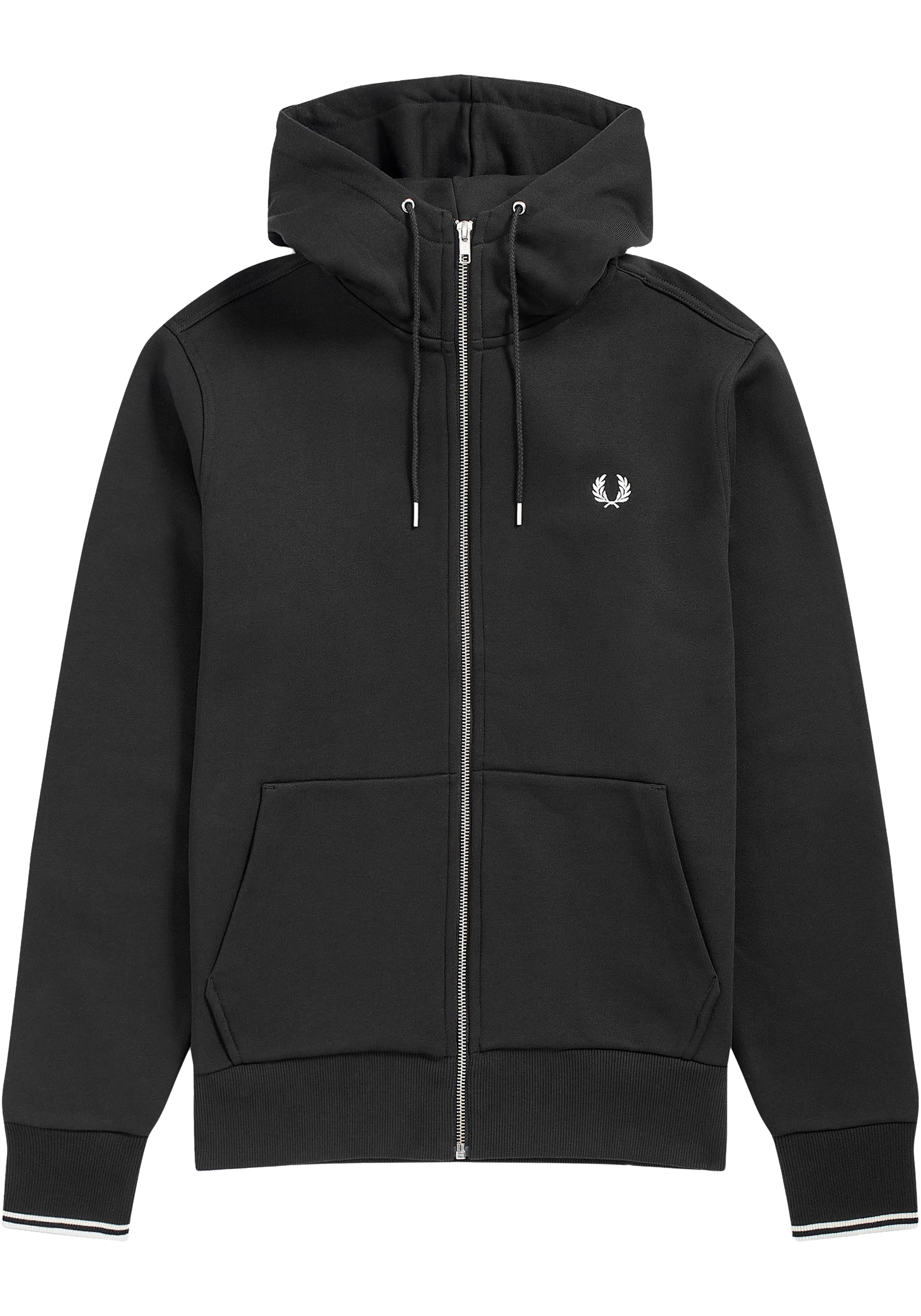 Fred Perry hoodie sweatvest, hooded zip jacket, zwart
