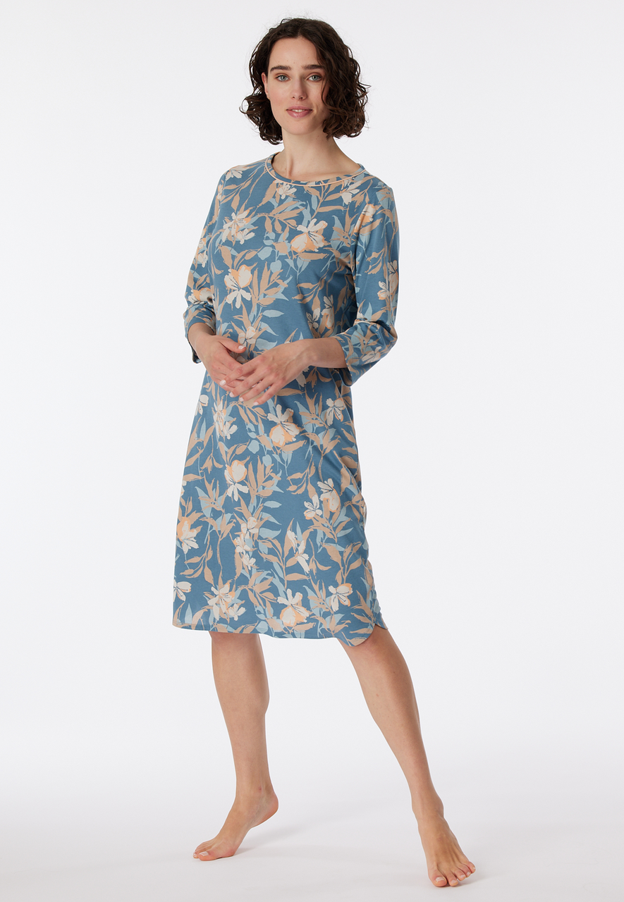 SCHIESSER Comfort Nightwear nachtkleding dames, dames nachthemd 3/4-mouwen bloemenprint multicolour