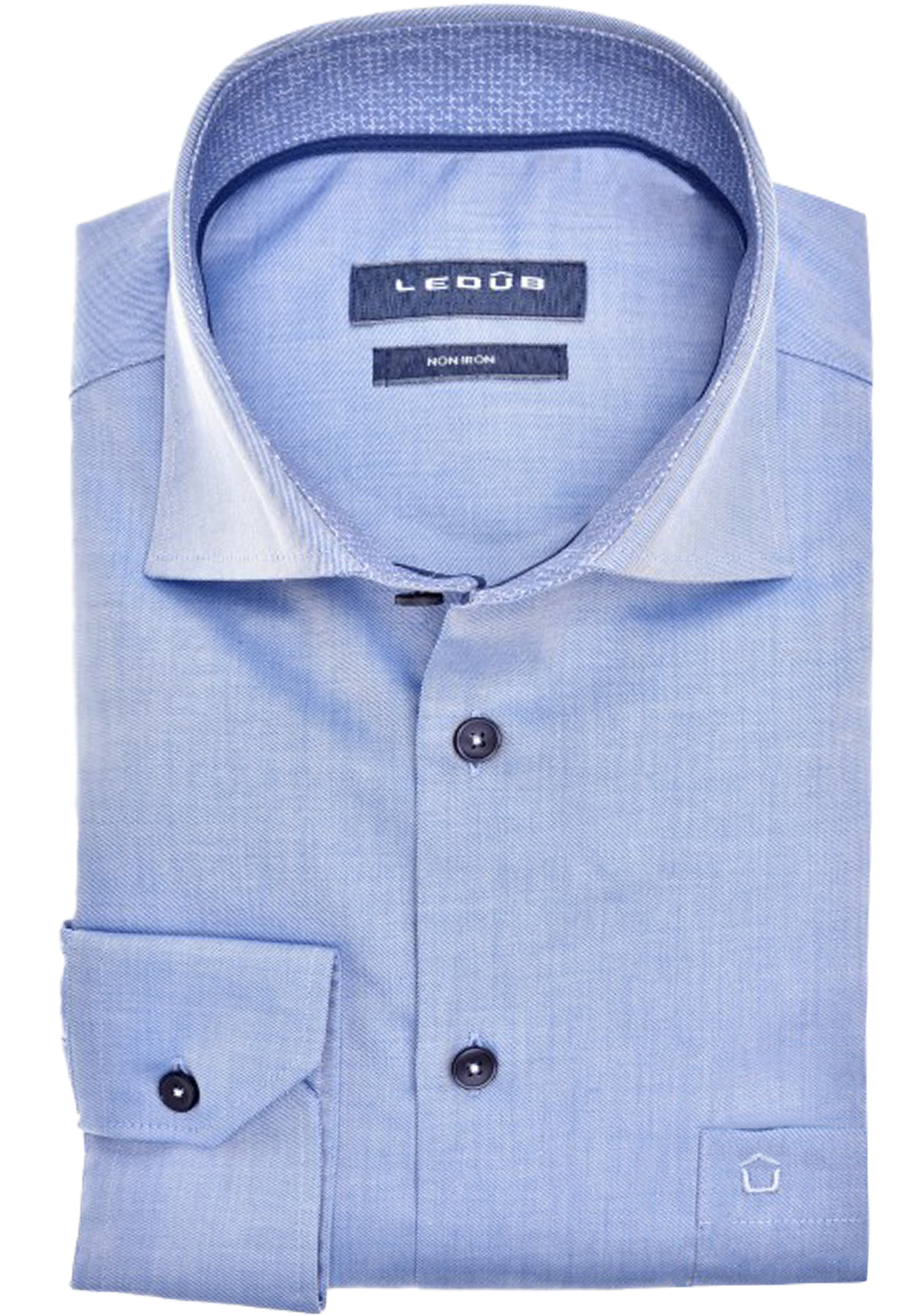 Ledub modern fit overhemd, middenblauw