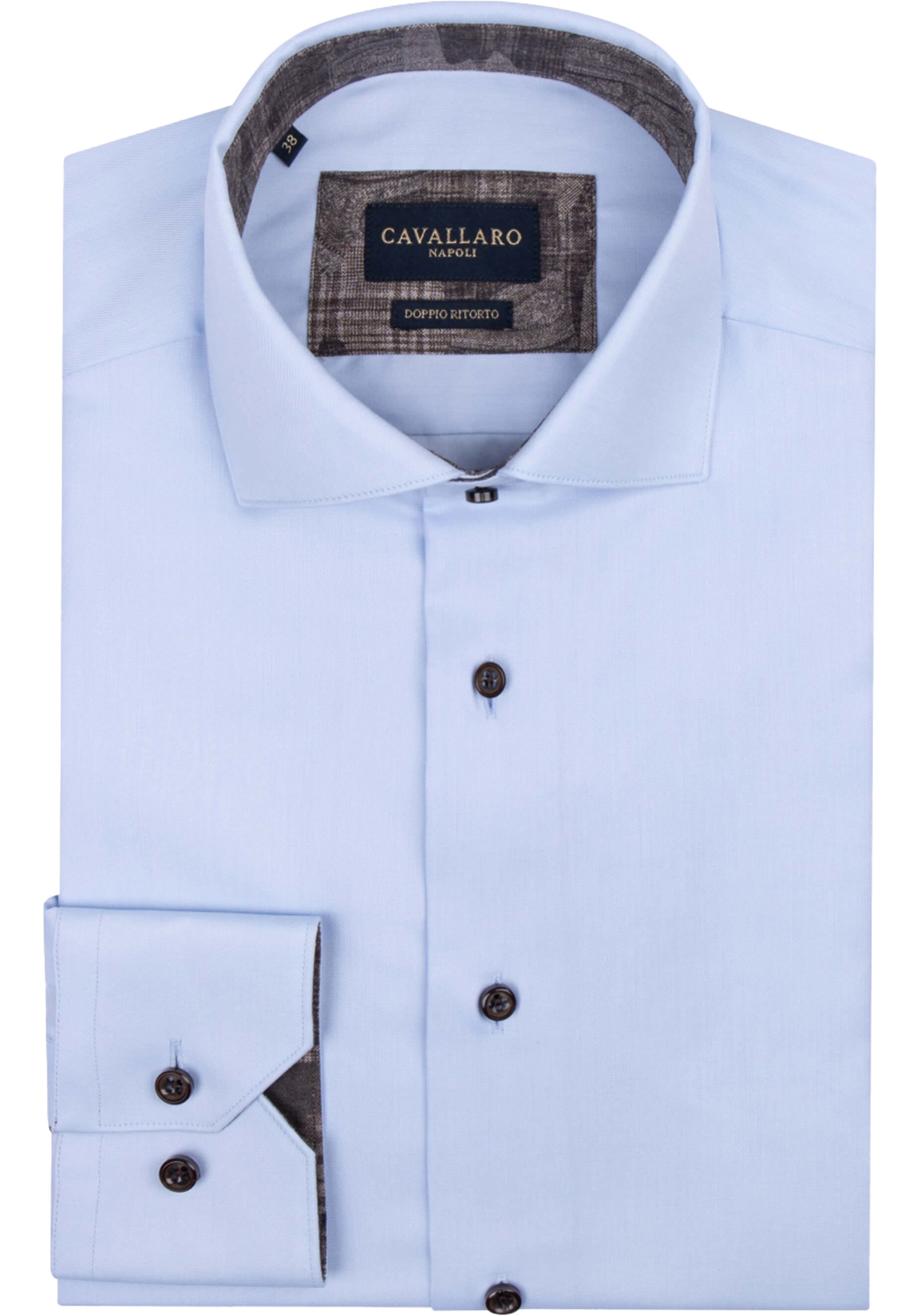 Cavallaro Napoli Galterino slim fit overhemd, twill, lichtblauw