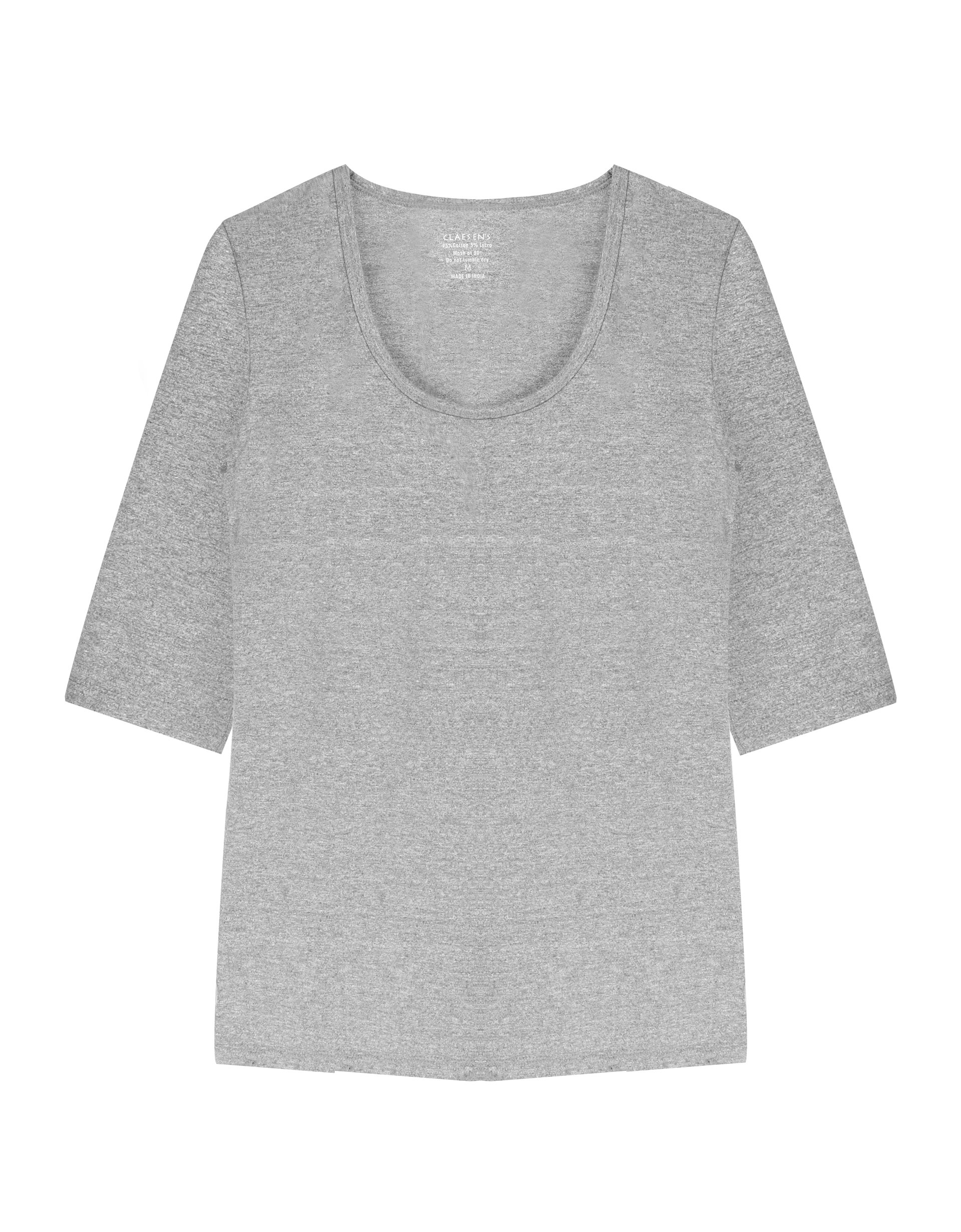 Claesen's dames Basics T-shirt (1-pack), 3/4 mouw O-hals T-shirt, grijs