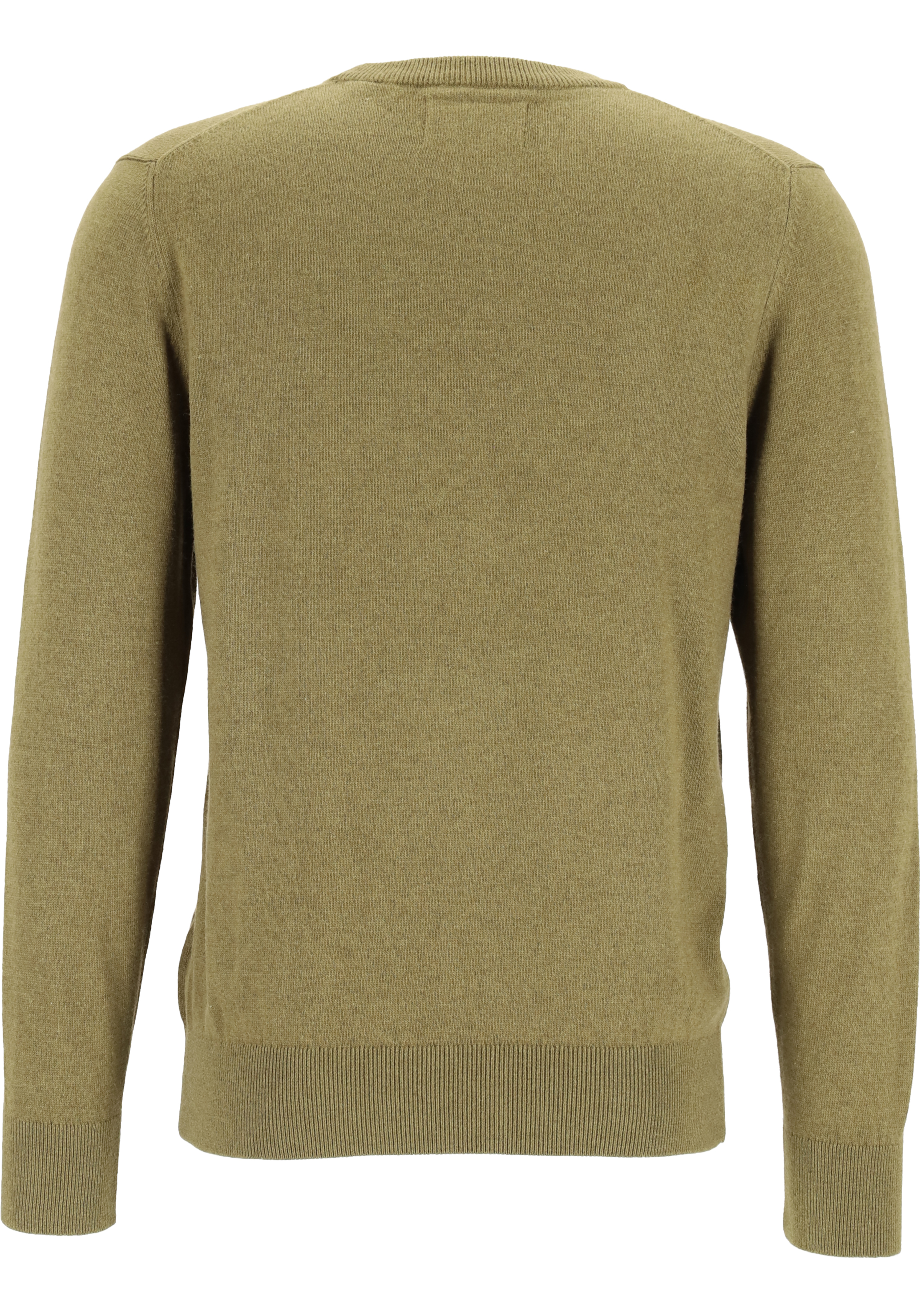 Marc O'Polo regular fit pullover, heren trui wol- met katoenmengsel met O-hals, mosgroen (middeldik)