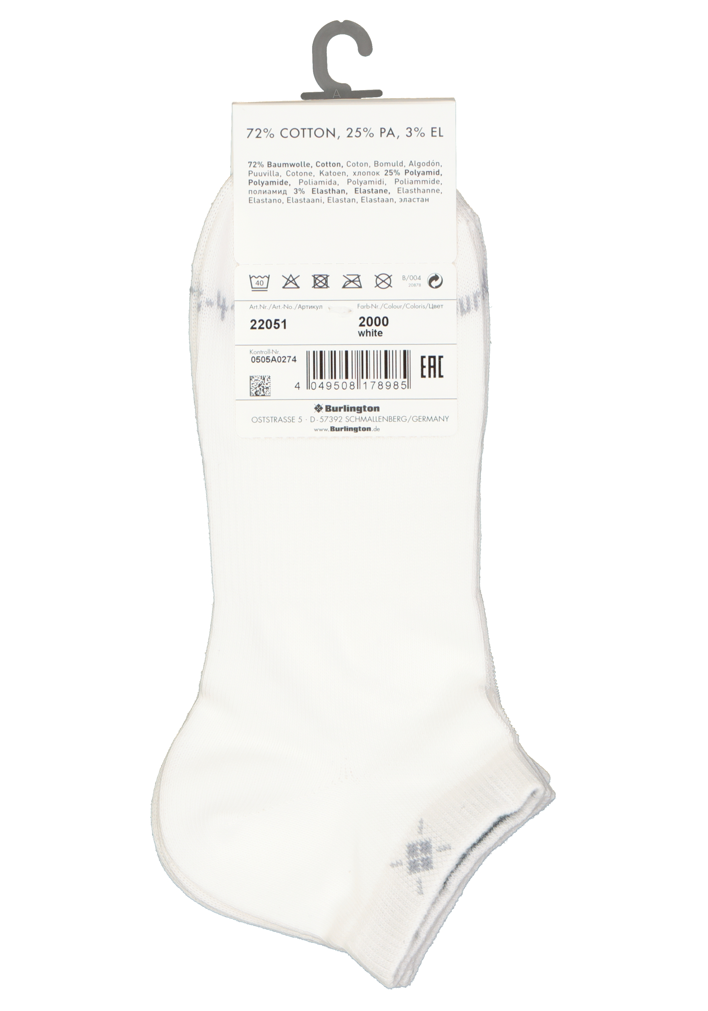 Burlington Everyday dames enkelsokken (2-pack), katoen, wit