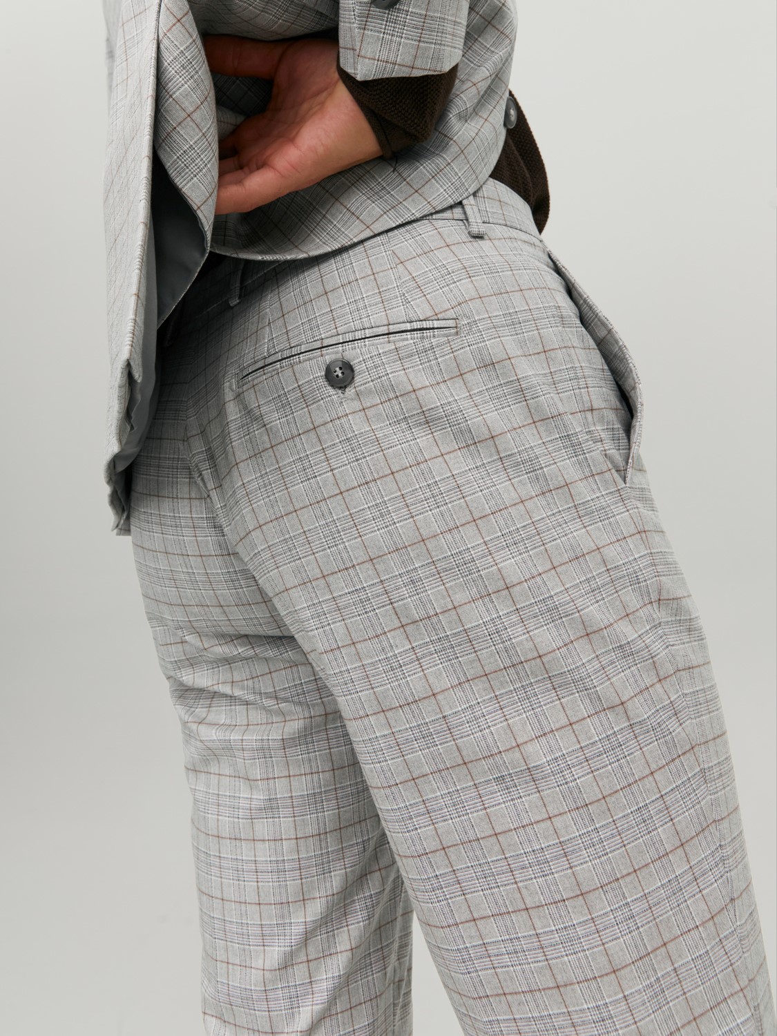 JACK & JONES Solaris Check Trouser loose fit, heren pantalon, grijs