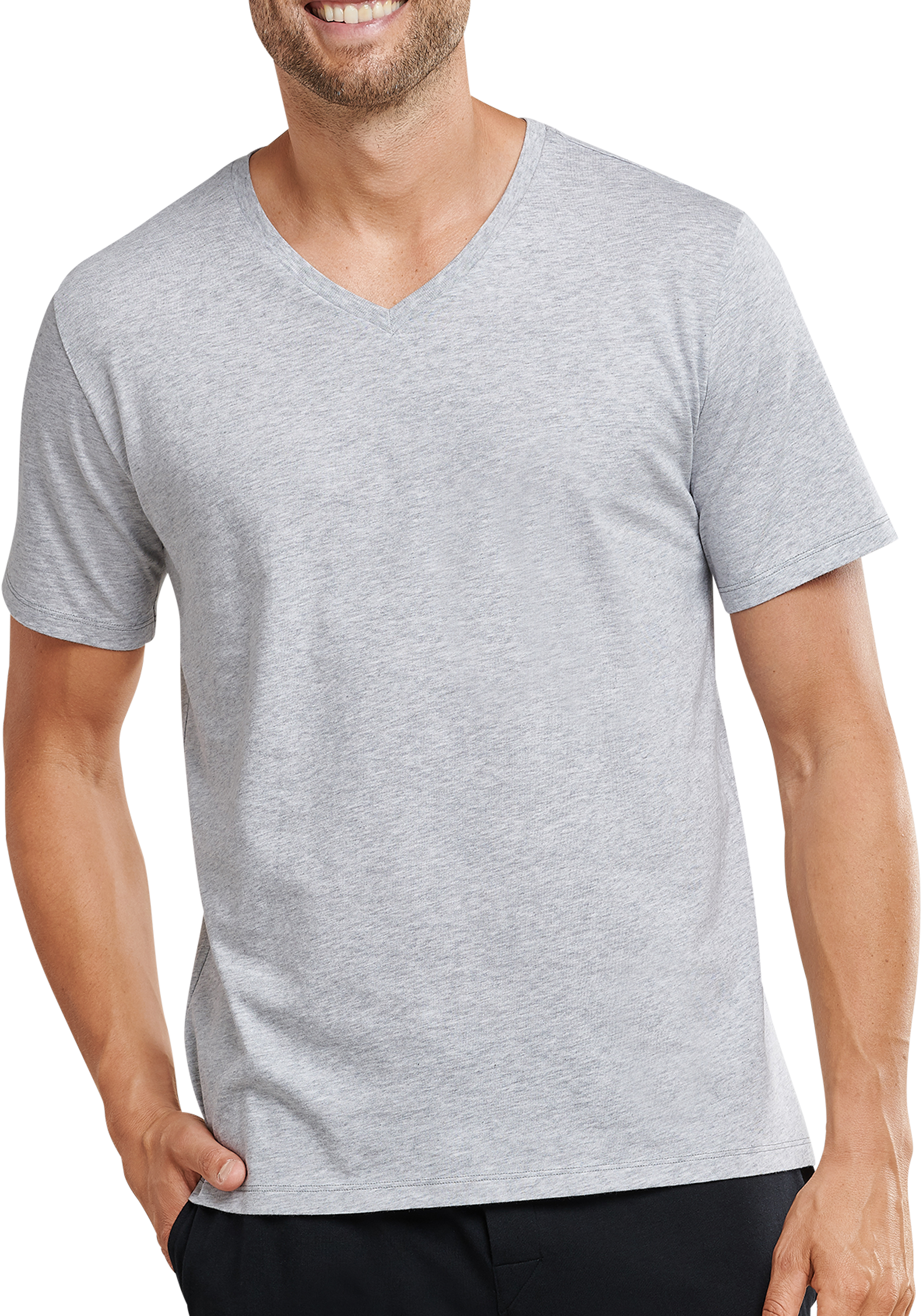SCHIESSER Mix+Relax T-shirt, korte mouw V-hals, lichtgrijs melange
