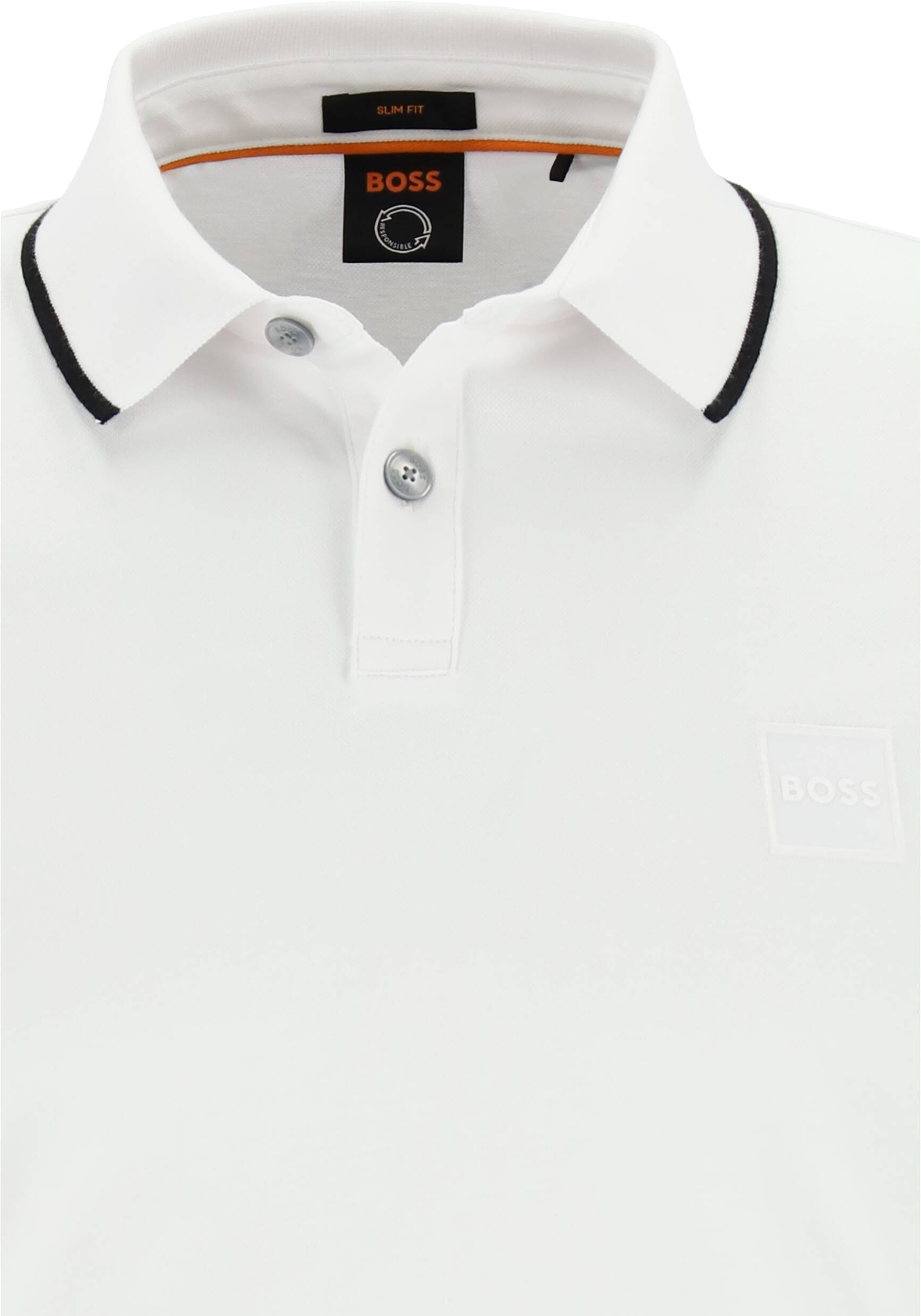 HUGO BOSS Passertip slim fit polo, stretch heren polo korte mouw, wit