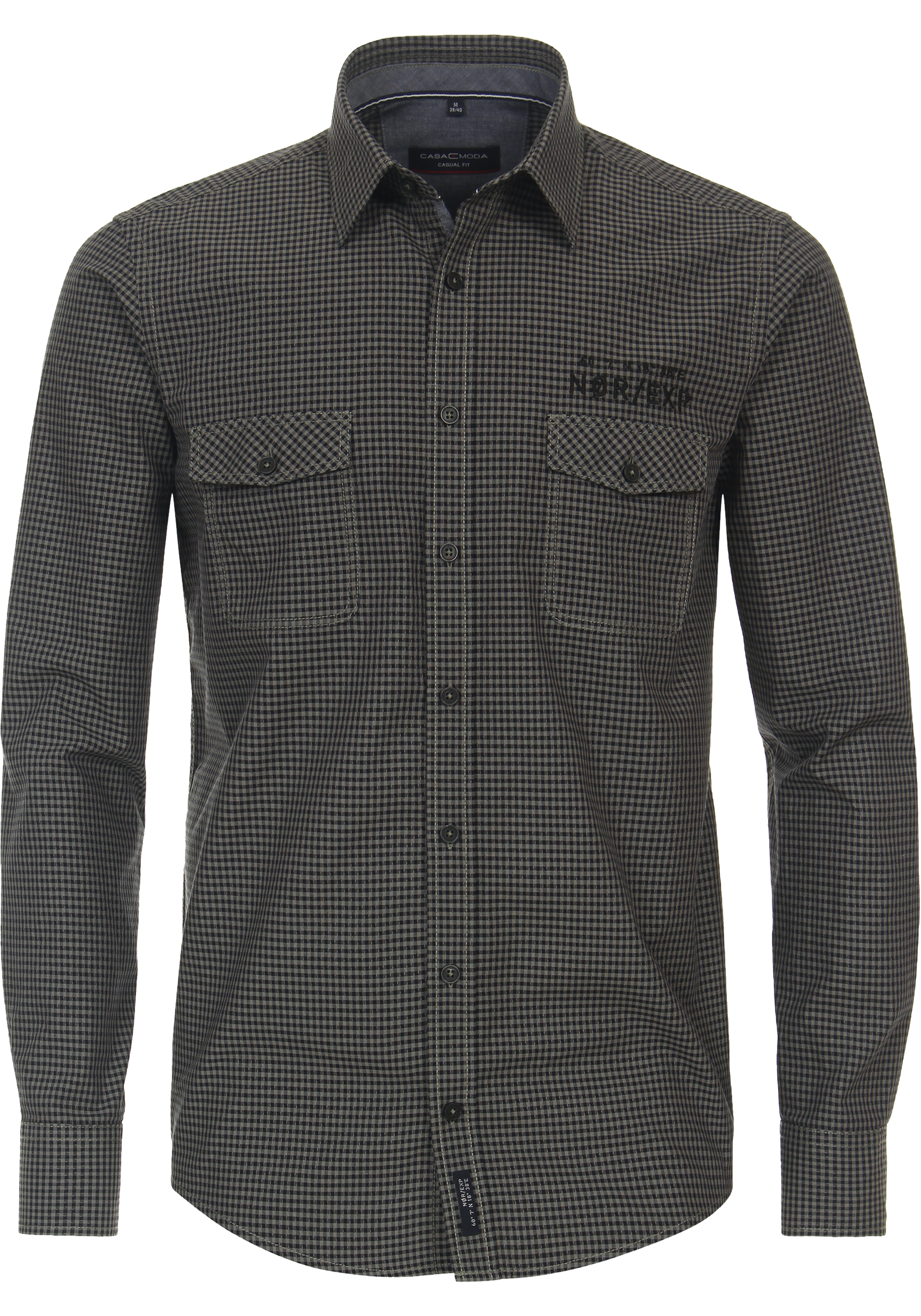 CASA MODA Sport casual fit overhemd, dobby, groen geruit