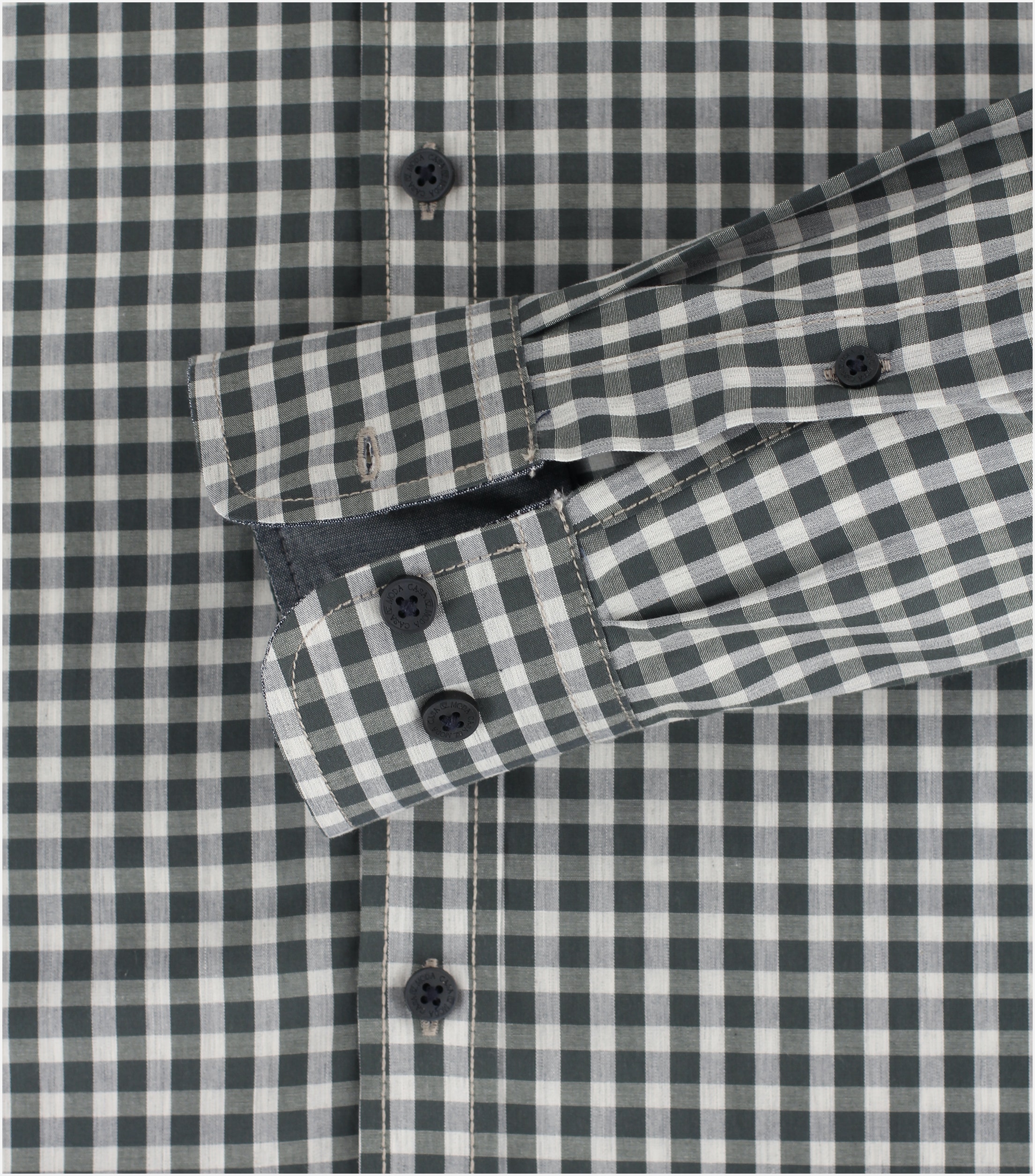 CASA MODA Sport casual fit overhemd, structuur, groen geruit