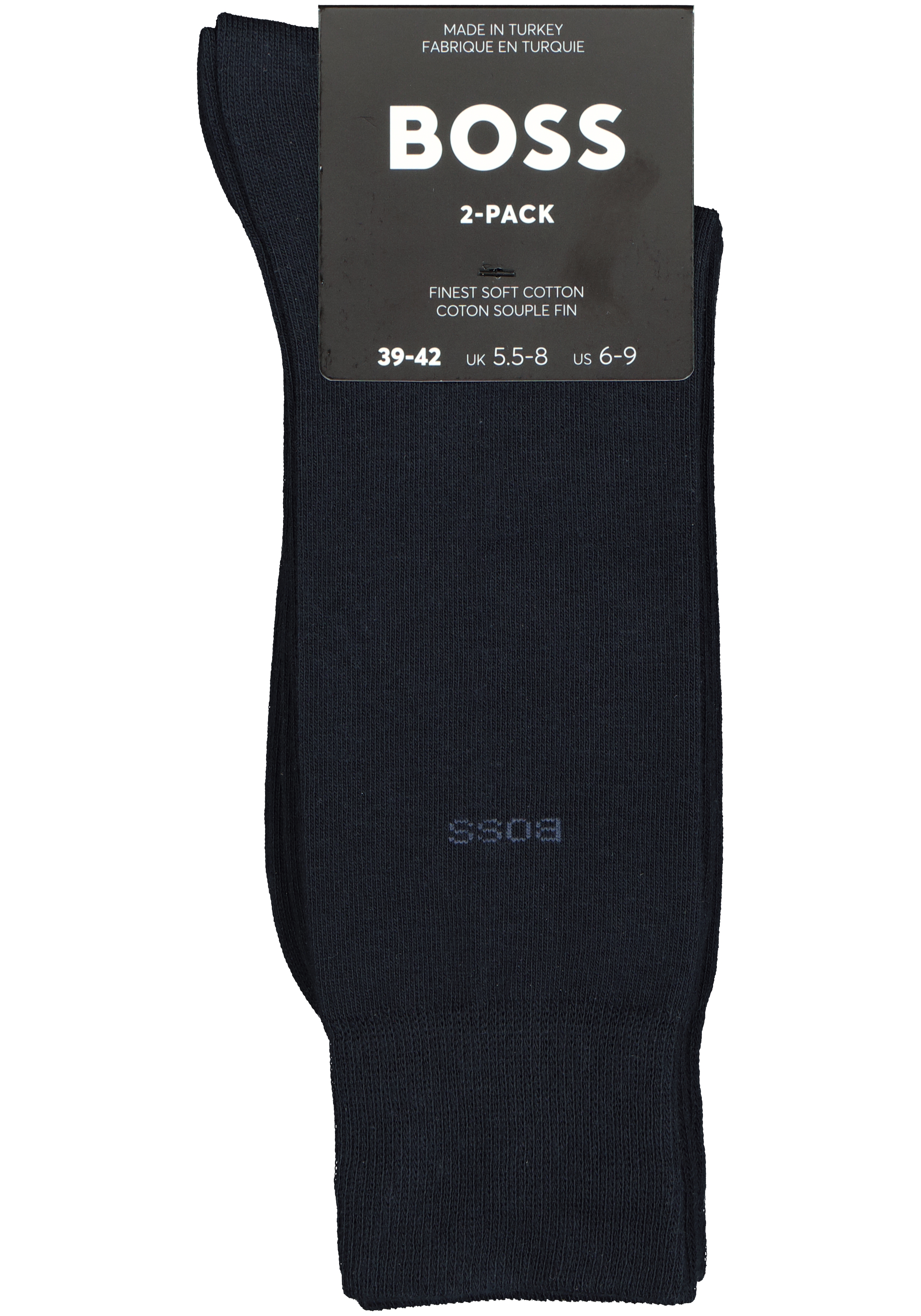 BOSS Cotton Uni (2-pack), herensokken katoen, donkerblauw