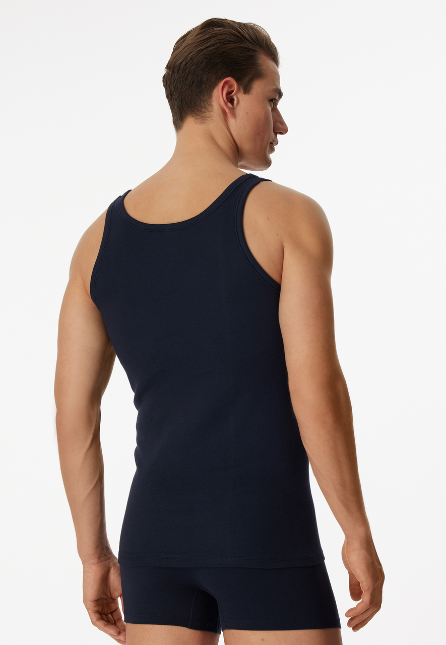 SCHIESSER Cotton Essentials singlet (2-pack), heren onderhemden navy blauw