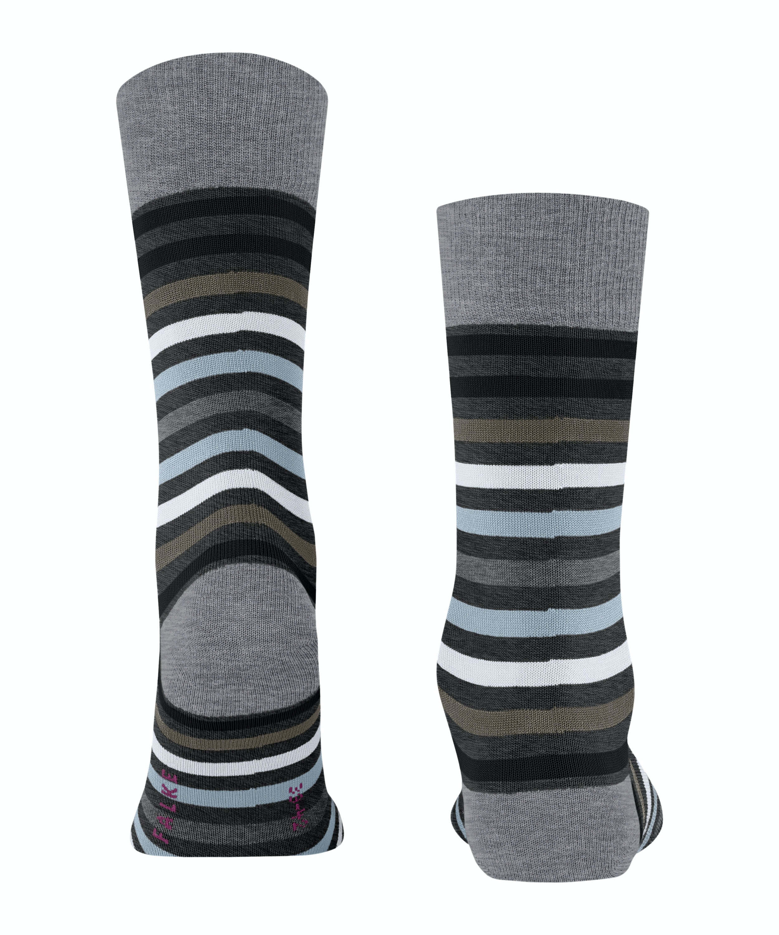 FALKE Tinted Stripe herensokken, antraciet grijs (asphalt mel.)